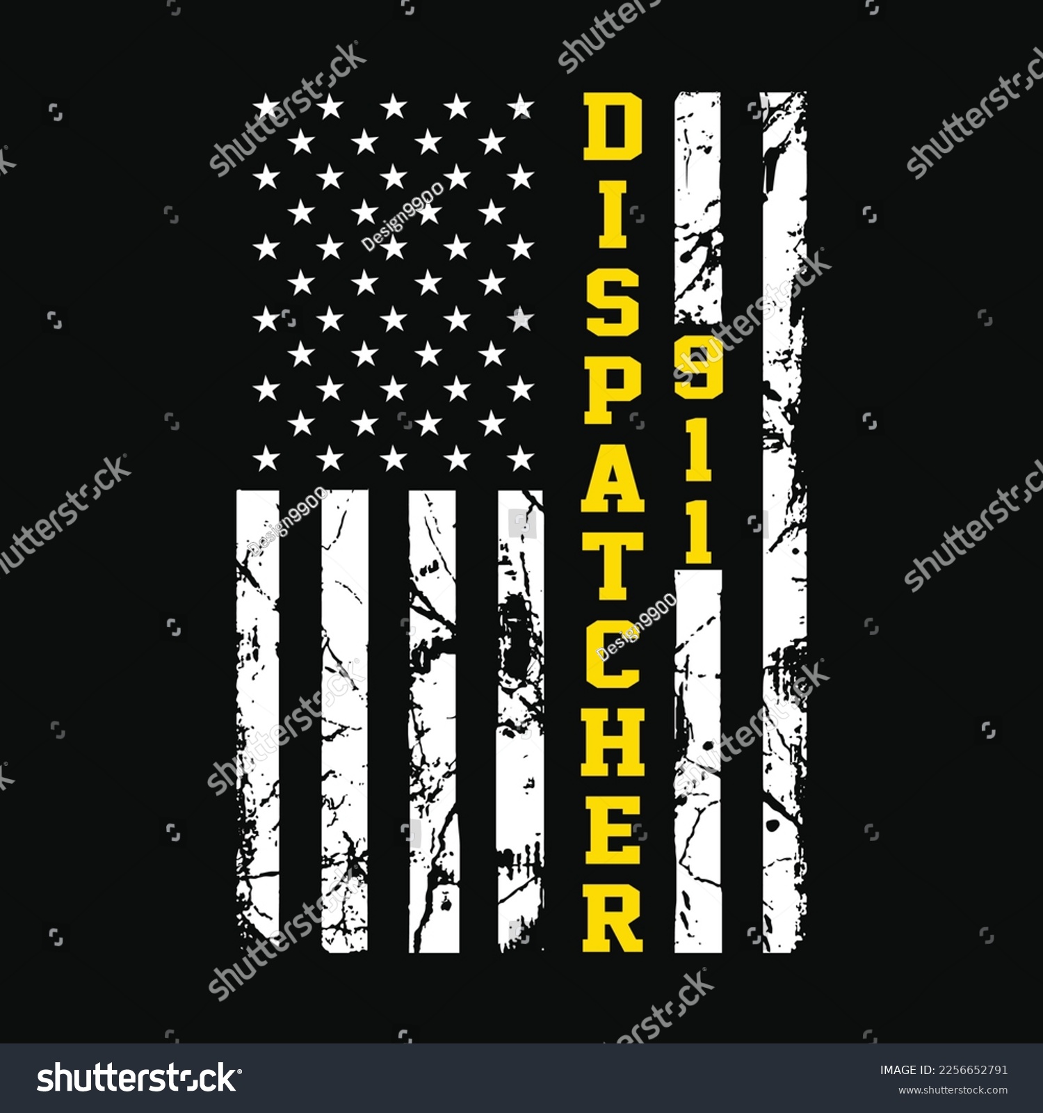 SVG of 911 Dispatcher Thin Gold Line Flag funny t-shirt design svg