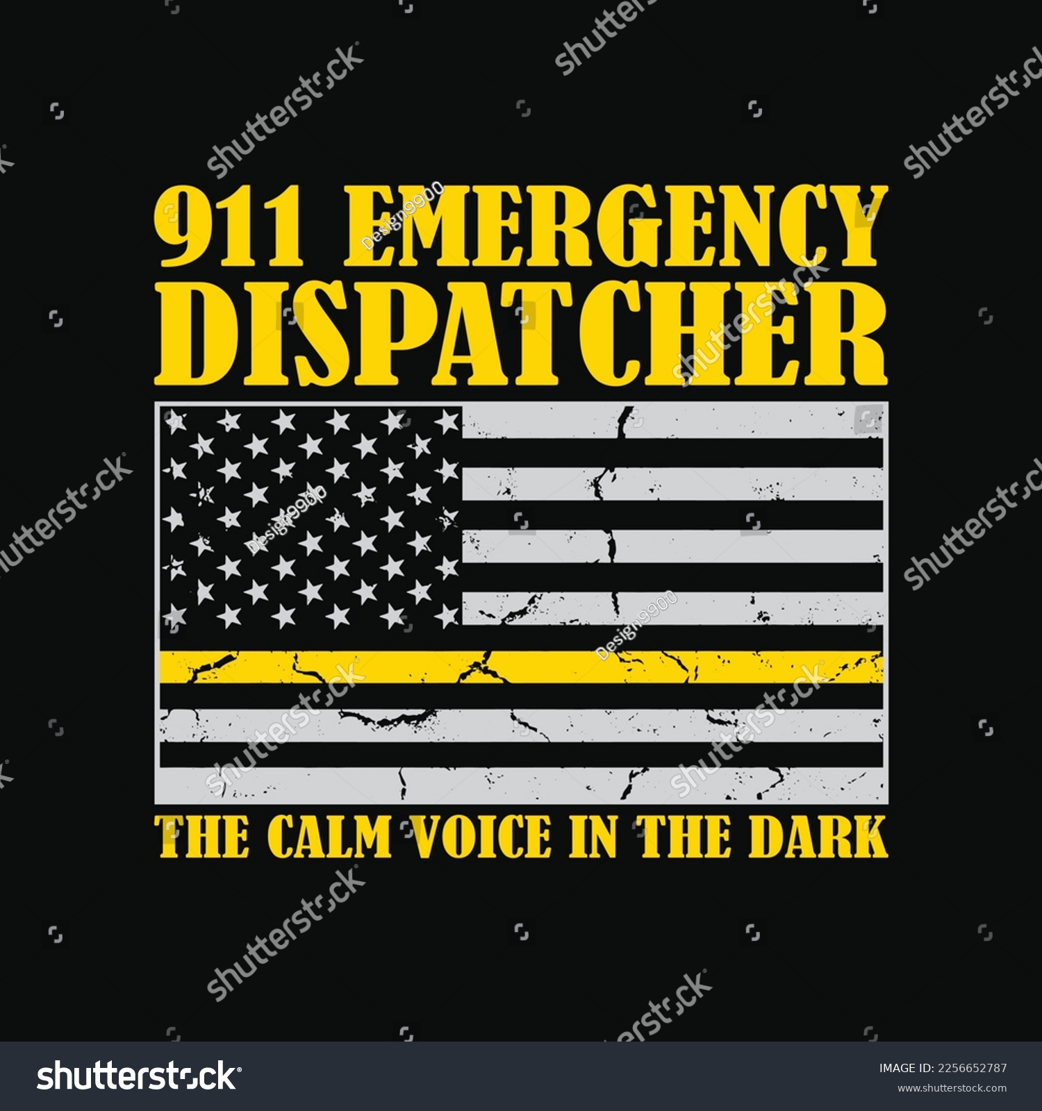 SVG of 911 Dispatcher Thin Gold Line Thin Yellow Line Flag svg
