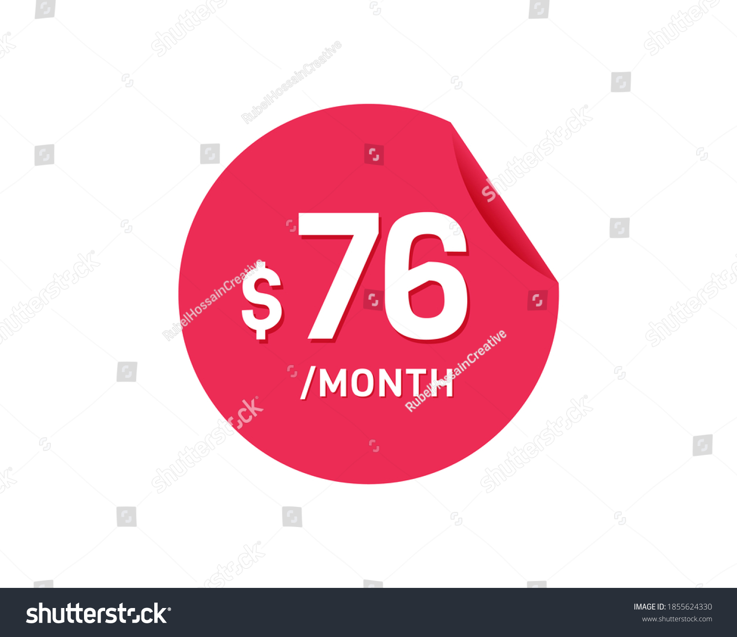SVG of $76 Dollar Month. 76 USD Monthly sticker svg