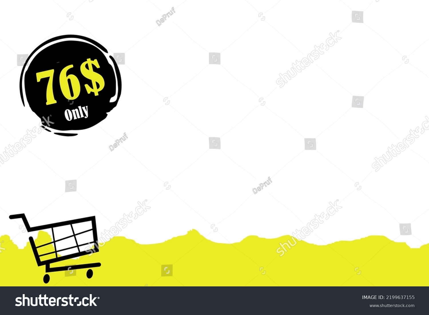 SVG of 76$ Dollar Only Coupon sign or Label or discount voucher label, stamp Vector Illustration in copy space area suitable to place catalog product with white background and has shopping trolley vector svg