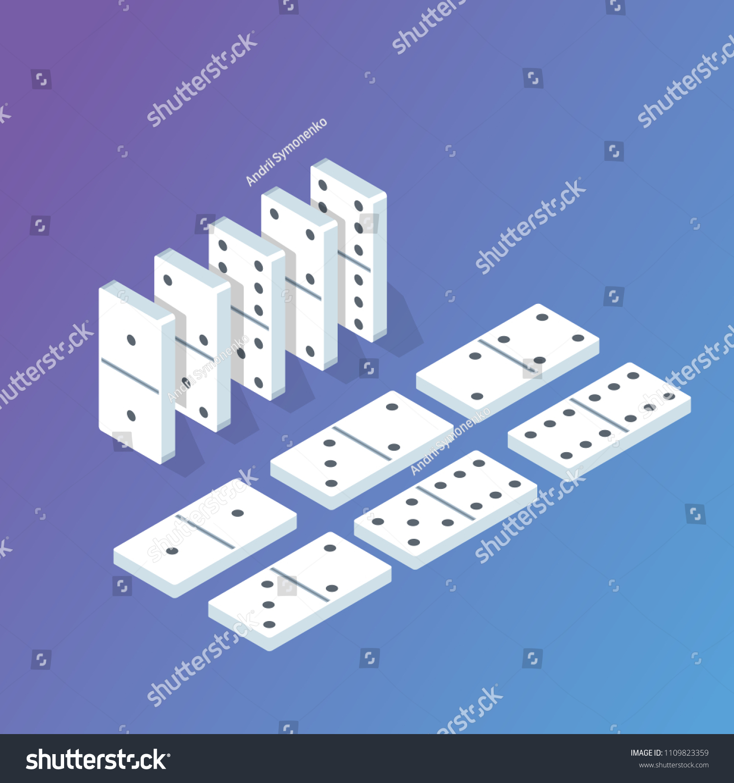 Domino Isometric Concept Vector Illustration Flat Stock Vector (Royalty ...