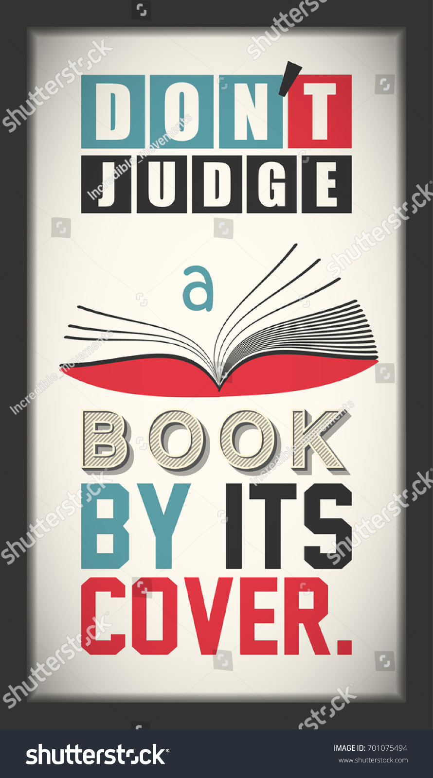 Judge Book By Cover Inspirational Motivational Stock Vector Royalty Free 701075494