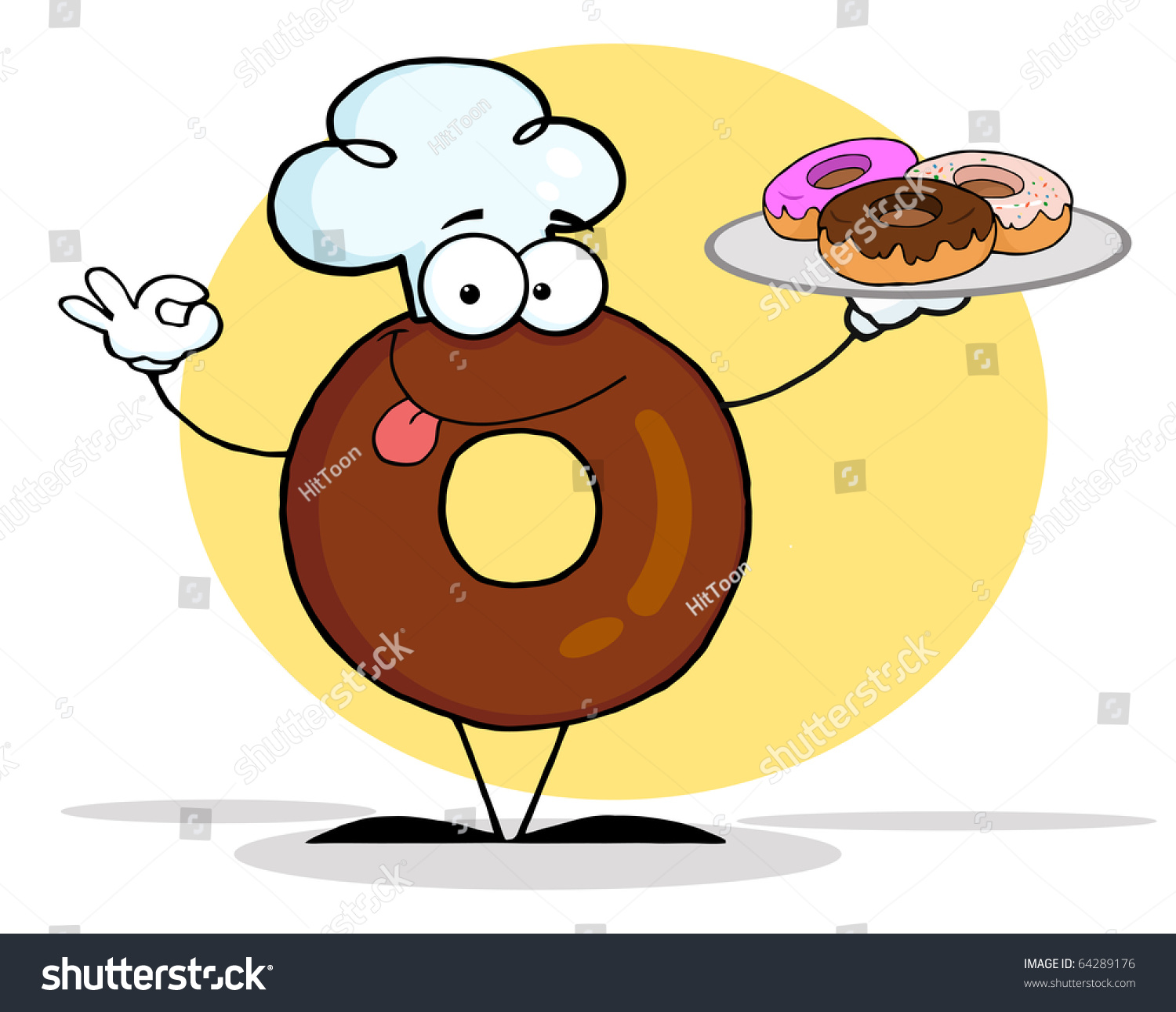 Donut Chef Cartoon Character Holding Donuts Stock Vector (Royalty Free