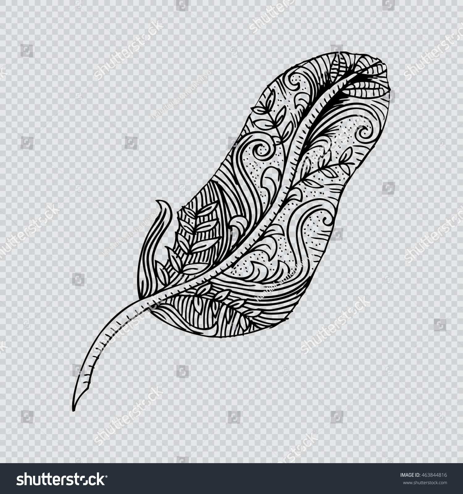 Doodle Feather Stock Vector (Royalty Free) 463844816