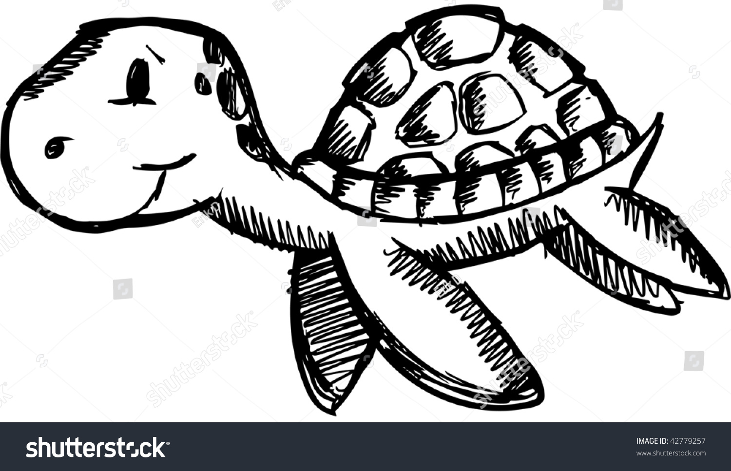 Doodle Sketchy Sea Turtle Vector Illustration - 42779257 : Shutterstock