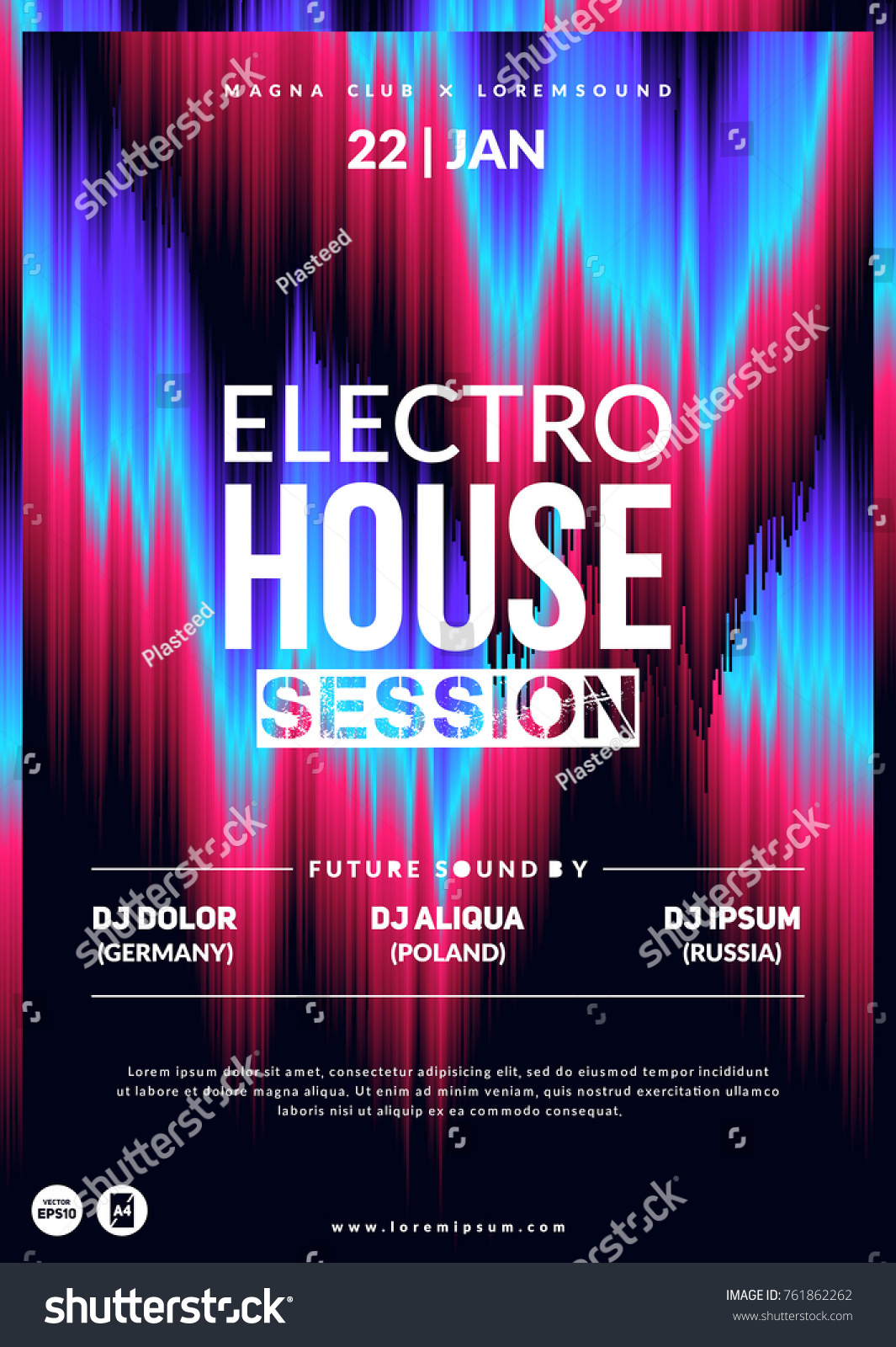 Electro House Session Party Flyer Glitch Stock Vector Royalty Free