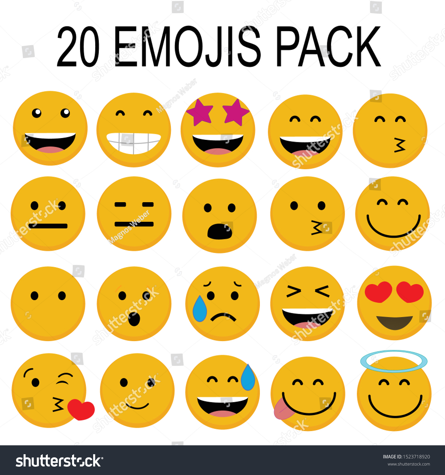 20 Emojis Pack Iconos Pixel Conjunto Vector De Stock Libre De