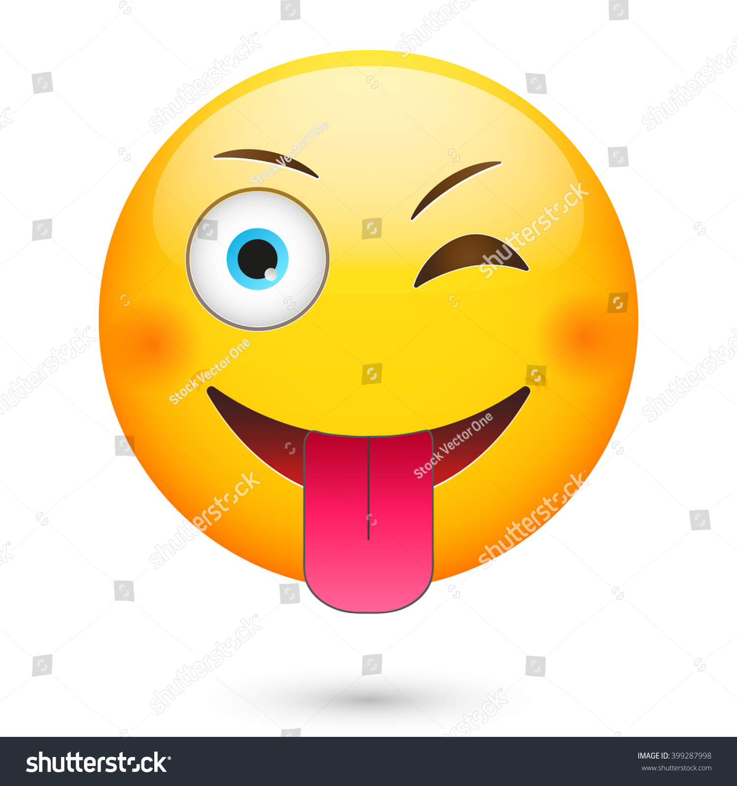 Emoticon Wink And Show Tongue. Isolated Vector Illustration On White ...