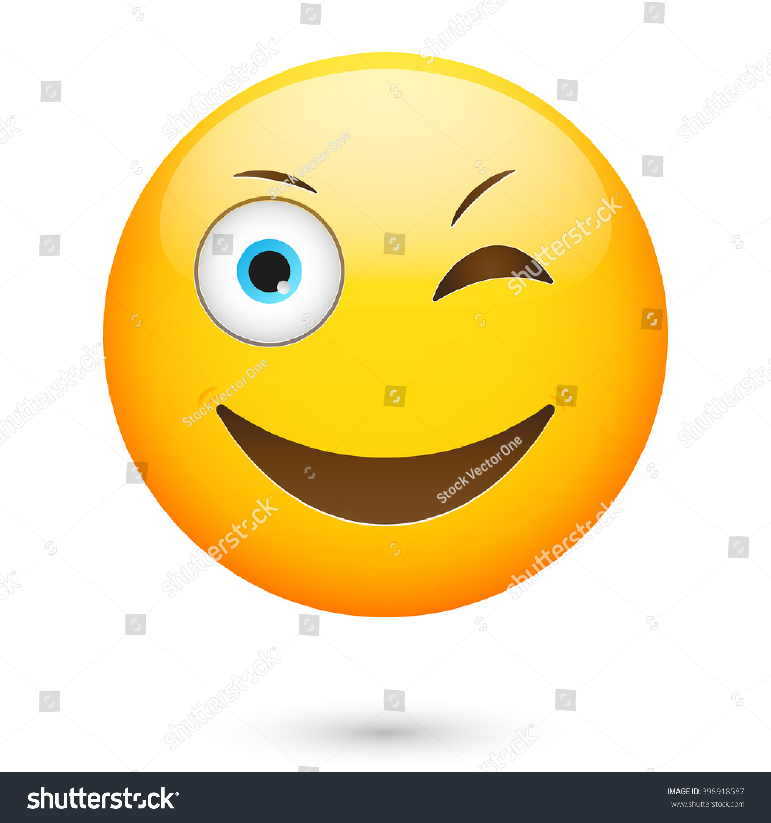 Emoticon Wink And Smile. Isolated Vector Illustration On White ...