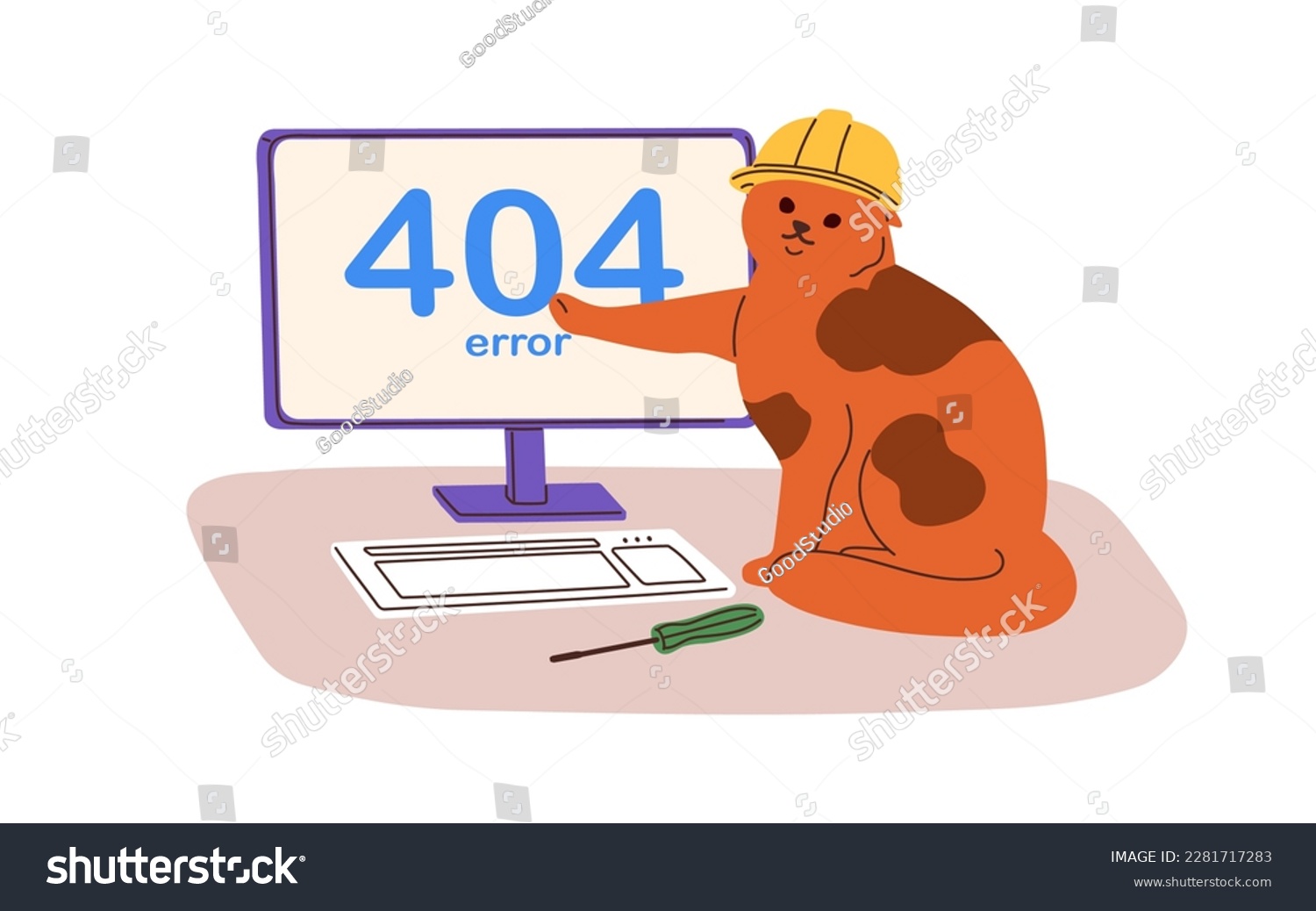 SVG of 404 error, Page not Found mistake on computer, access failure concept. Cute cat, web-site connection problem, unloaded internet webpage. Flat graphic vector illustration isolated on white background svg
