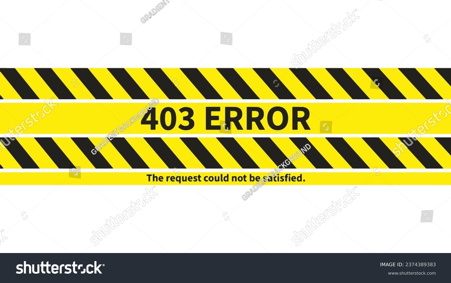 SVG of 403 error - the request could not be satisfied. Two signal tapes, with black and yellow stripes, prominently displaying the phrase 403 error. svg