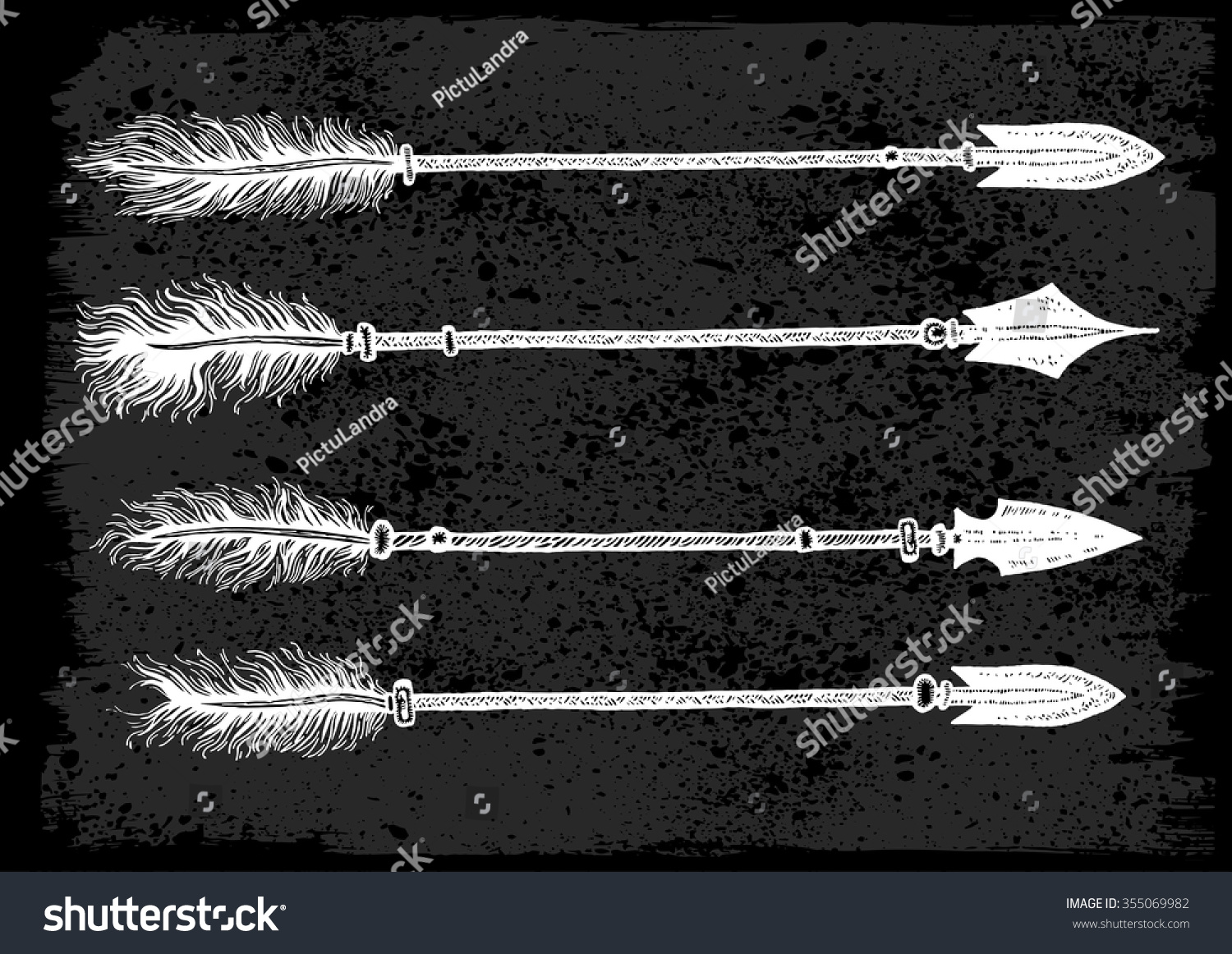 Ethnic Indian Arrow Doodles Black White Stock Vector (Royalty Free ...