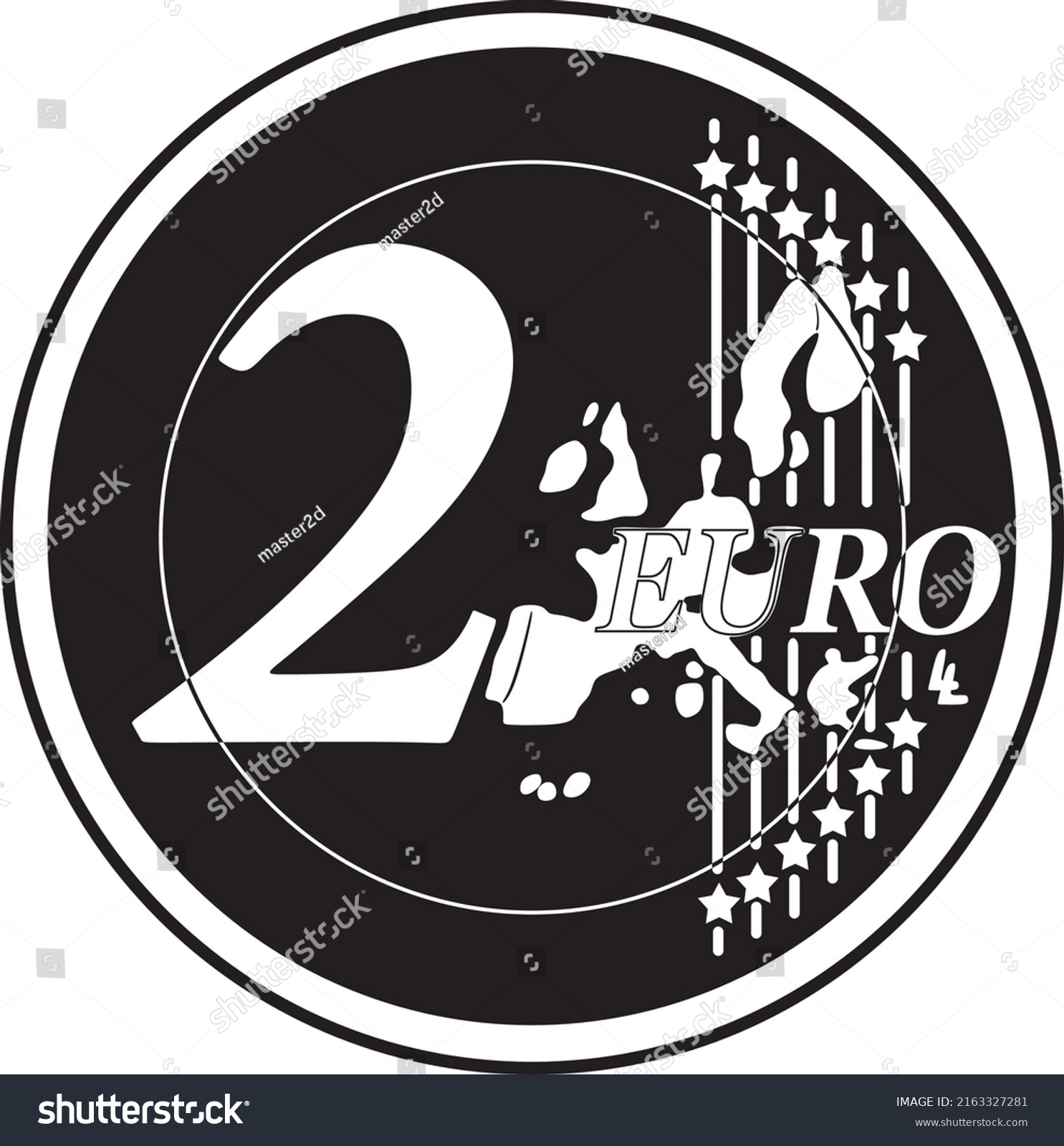 SVG of 2 euro coin logo handmade silhouette svg
