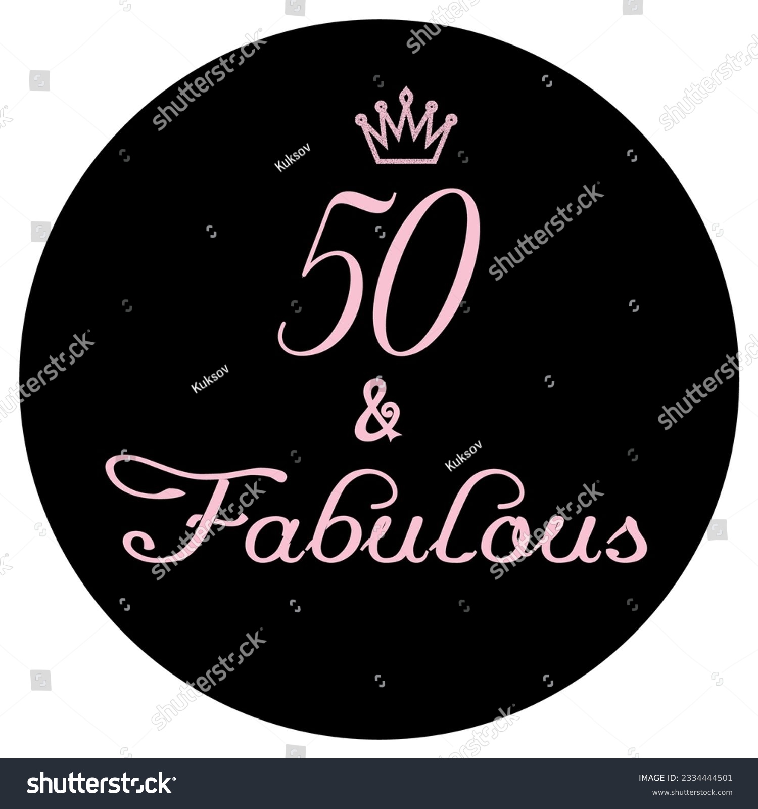 SVG of 50  fabulous. Fabulous Fifty birthday party vector calligraphy quote on white background svg
