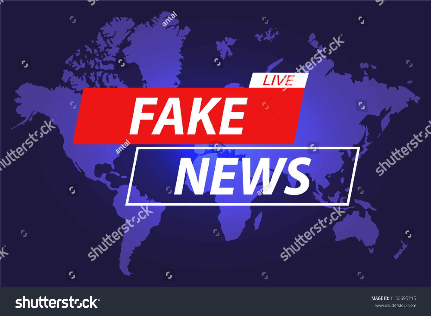 Fake News Live On World Map Stock Vector Royalty Free