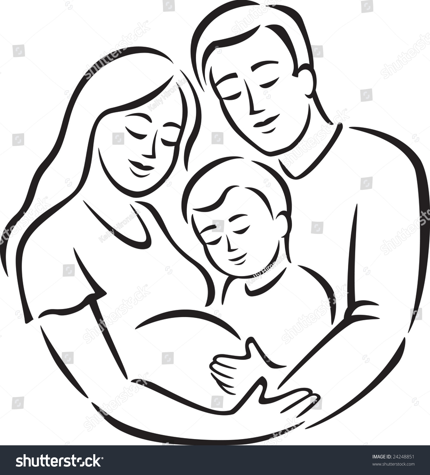 Family With Boy (Line Art) Stock Vector Illustration 24248851 ...