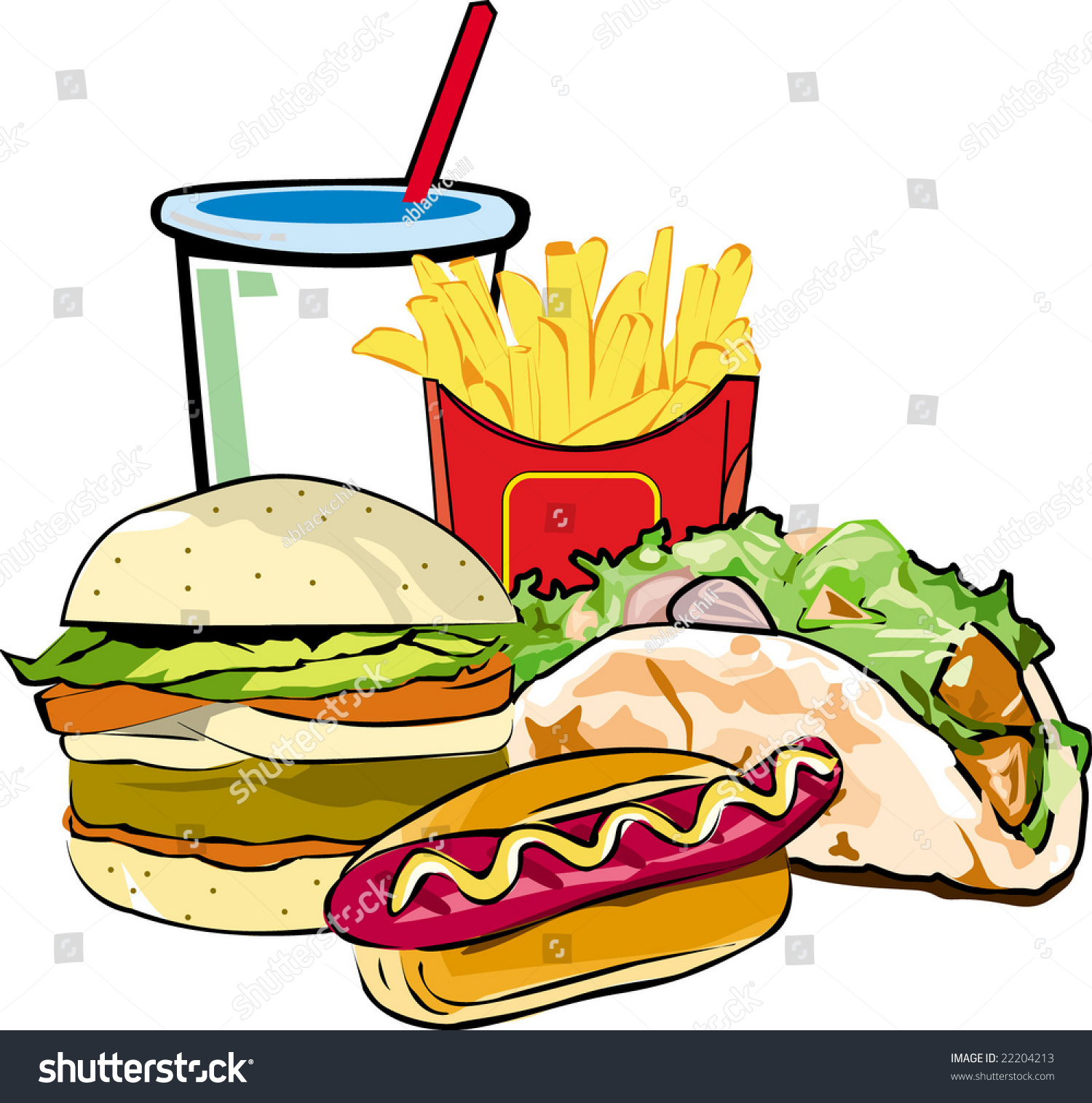 Fast Food Food Drink Stock Vector 22204213 - Shutterstock