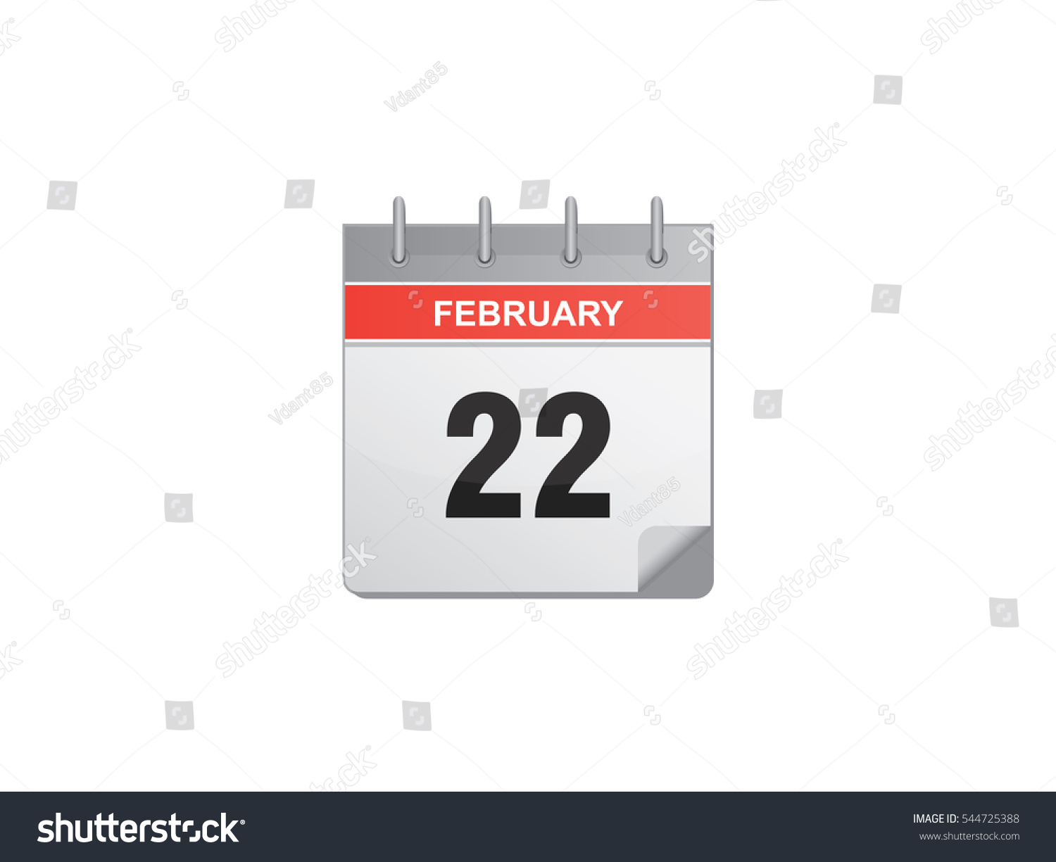 22 February Calendar Vector Illustration On White Background ...