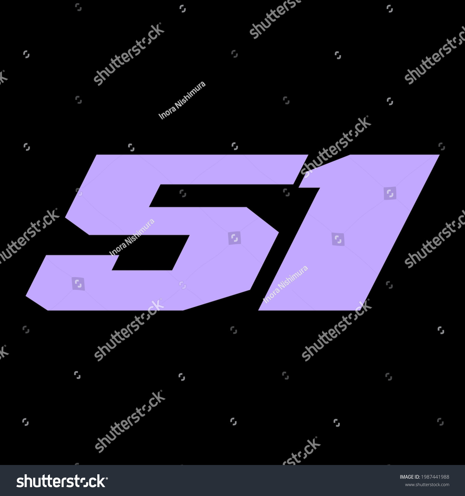 SVG of 51 fifty one lettering vector. Supercar lucky number sticker design. Downlaod it now	 svg