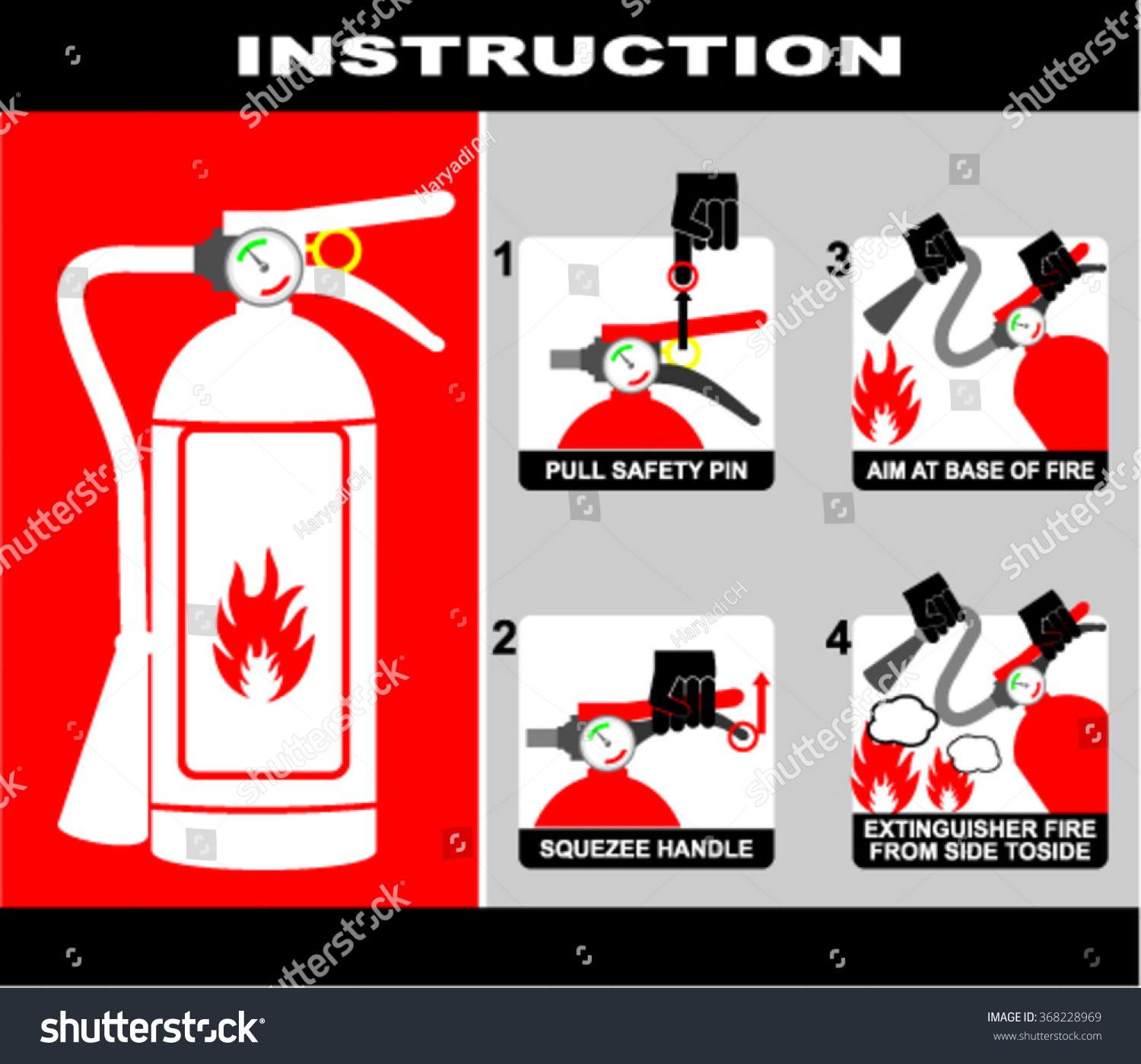 Fire Extinguisher, Instruction Sticker Stock Vector Illustration ...