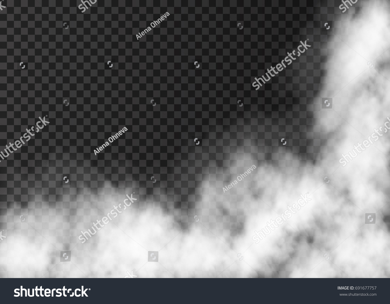 火の煙または霧のテクスチャー 透明な背景に白いリアルなベクターフォグ 蒸気特殊効果 のベクター画像素材 ロイヤリティフリー