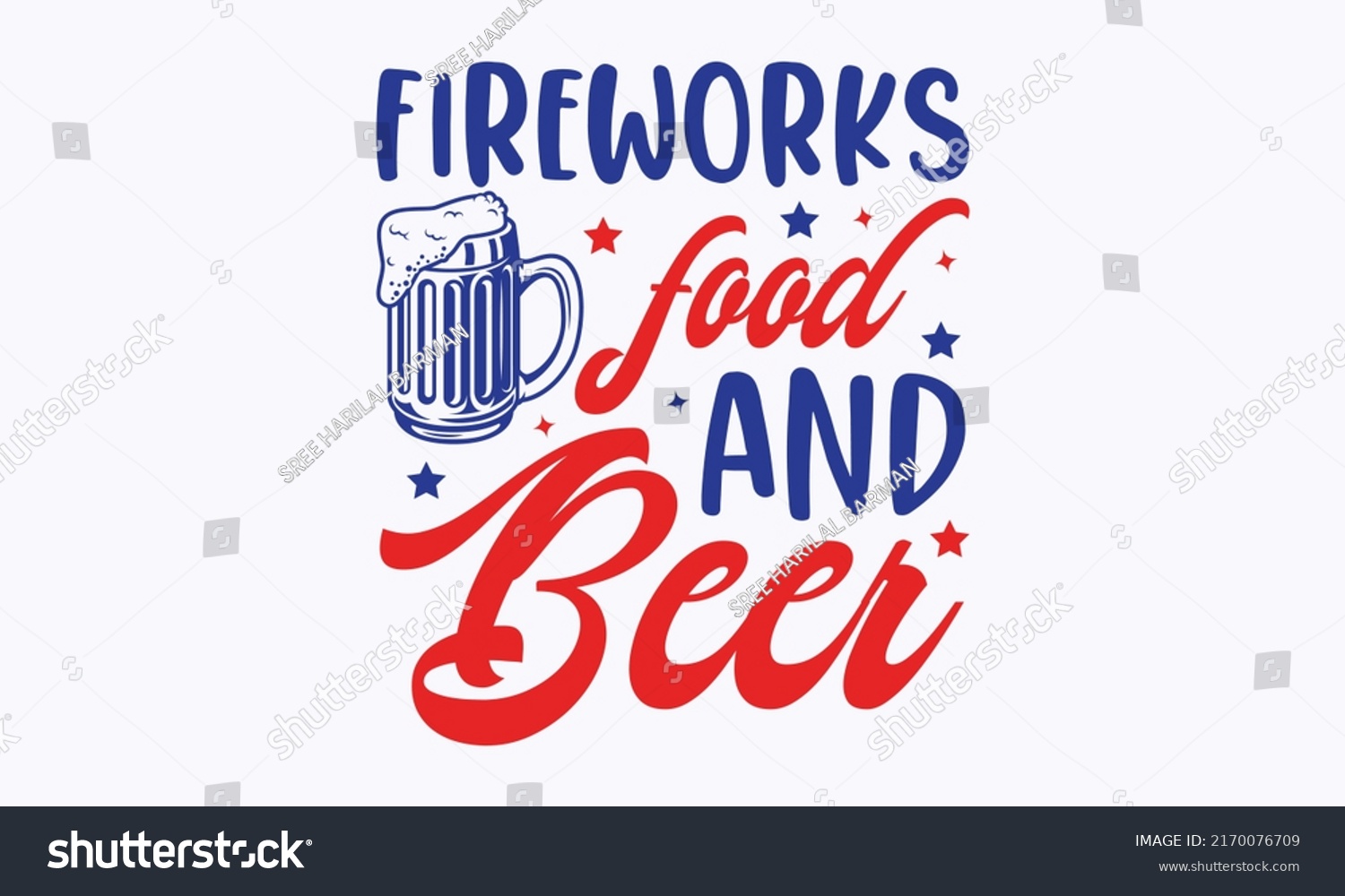 SVG of  fireworks food and beer - 4th of July fireworks svg for design shirt and scrapbooking. Good for advertising, poster, announcement, invitation, Templet svg