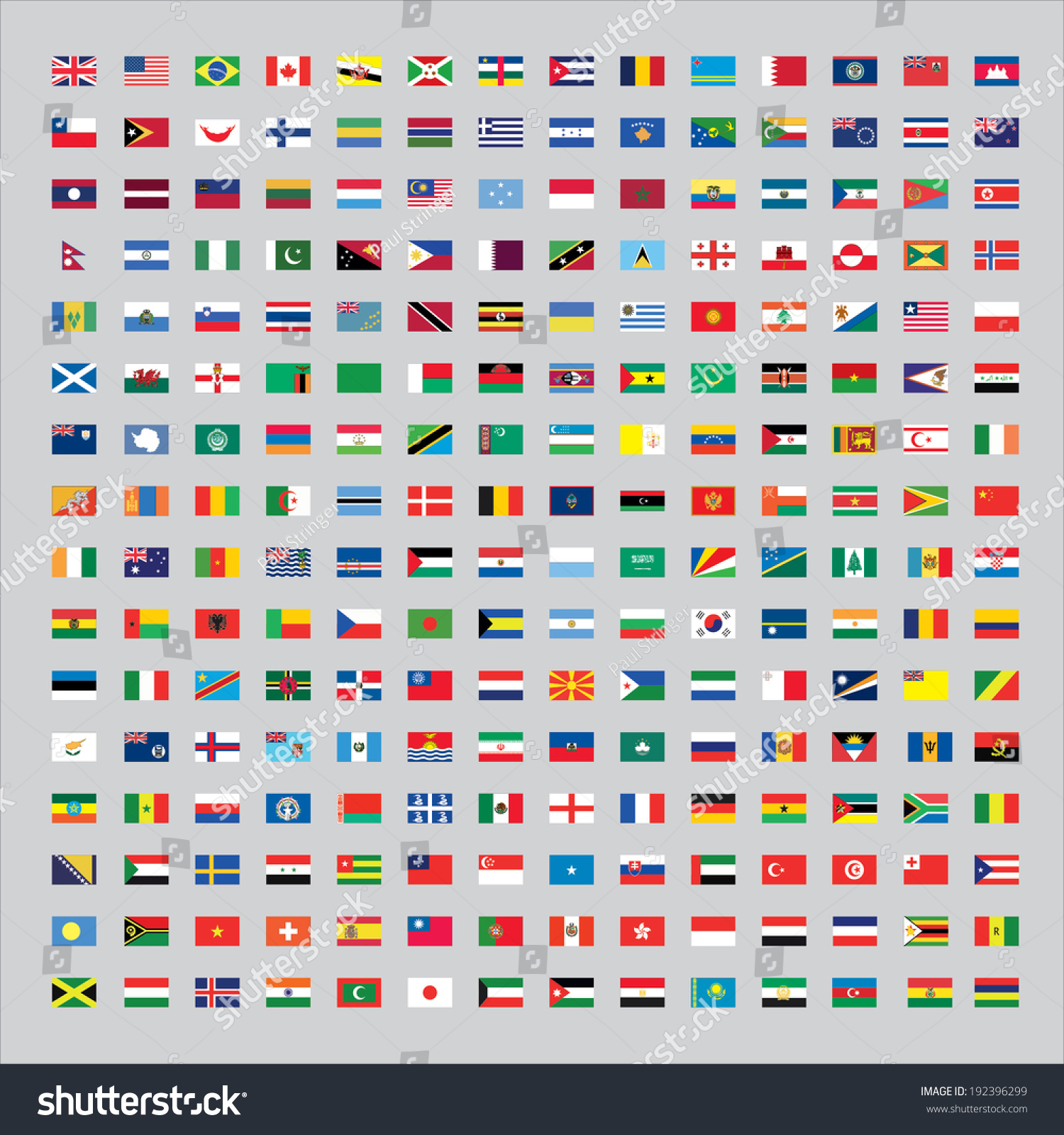 224 Flags Of The World Stock Vector Illustration 192396299 : Shutterstock