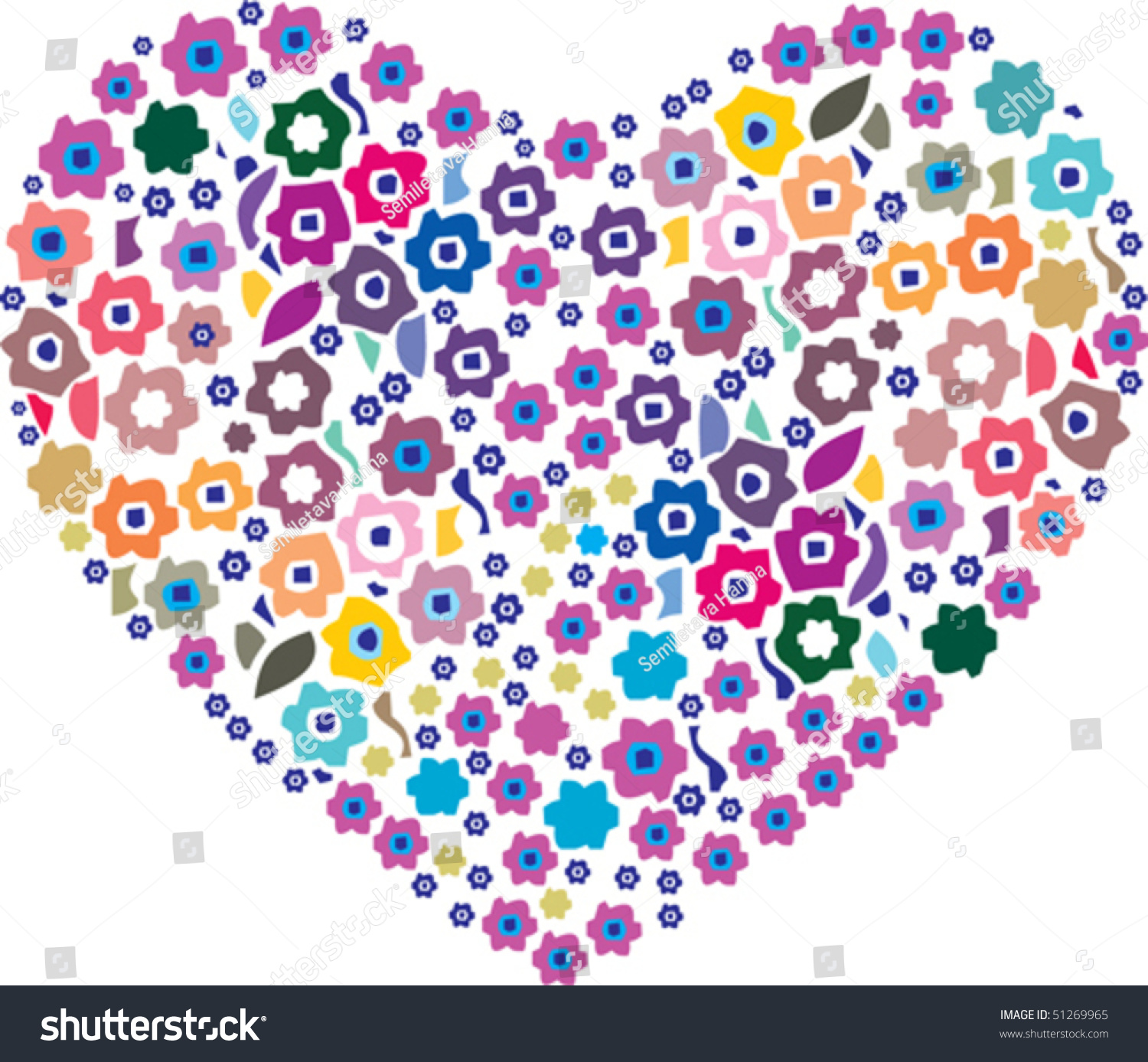 Floral Heart Shape Stock Vector Illustration 51269965 : Shutterstock