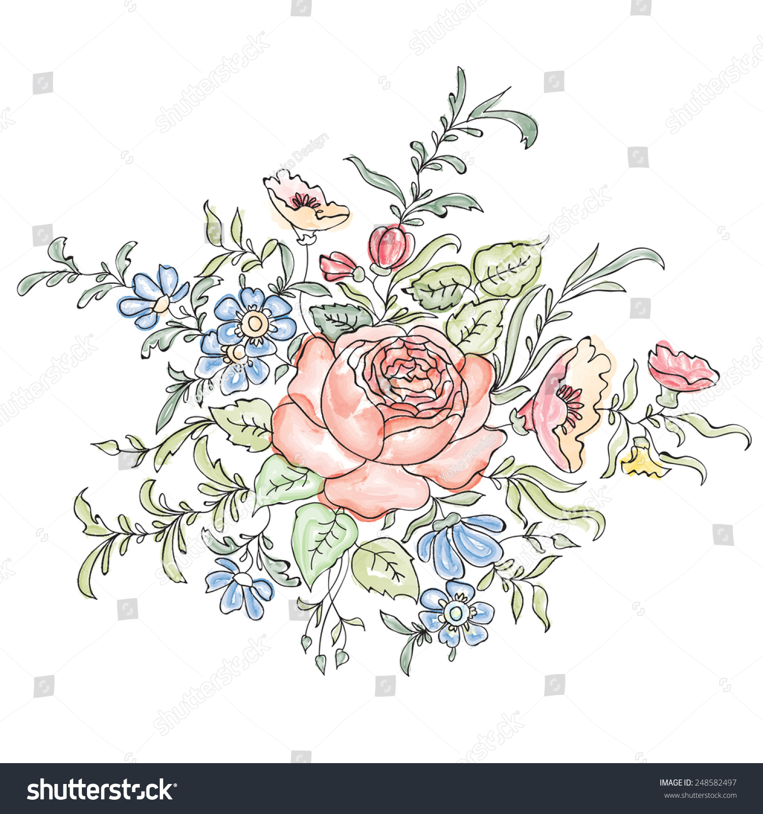 Flower Bouquet Floral Frame Stock Vector 248582497 - Shutterstock