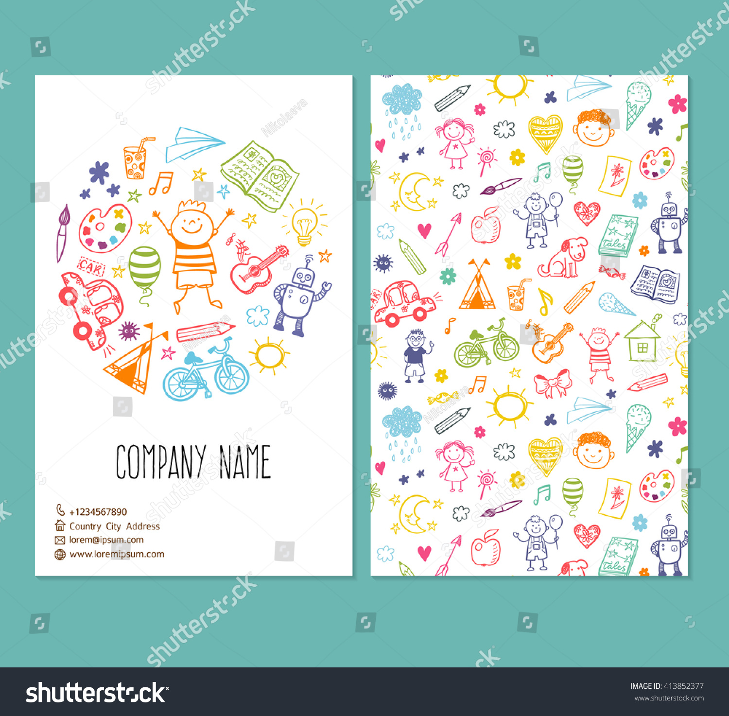 Flyer Brochure Vector Template Doodle Children Stock Vector (Royalty ...