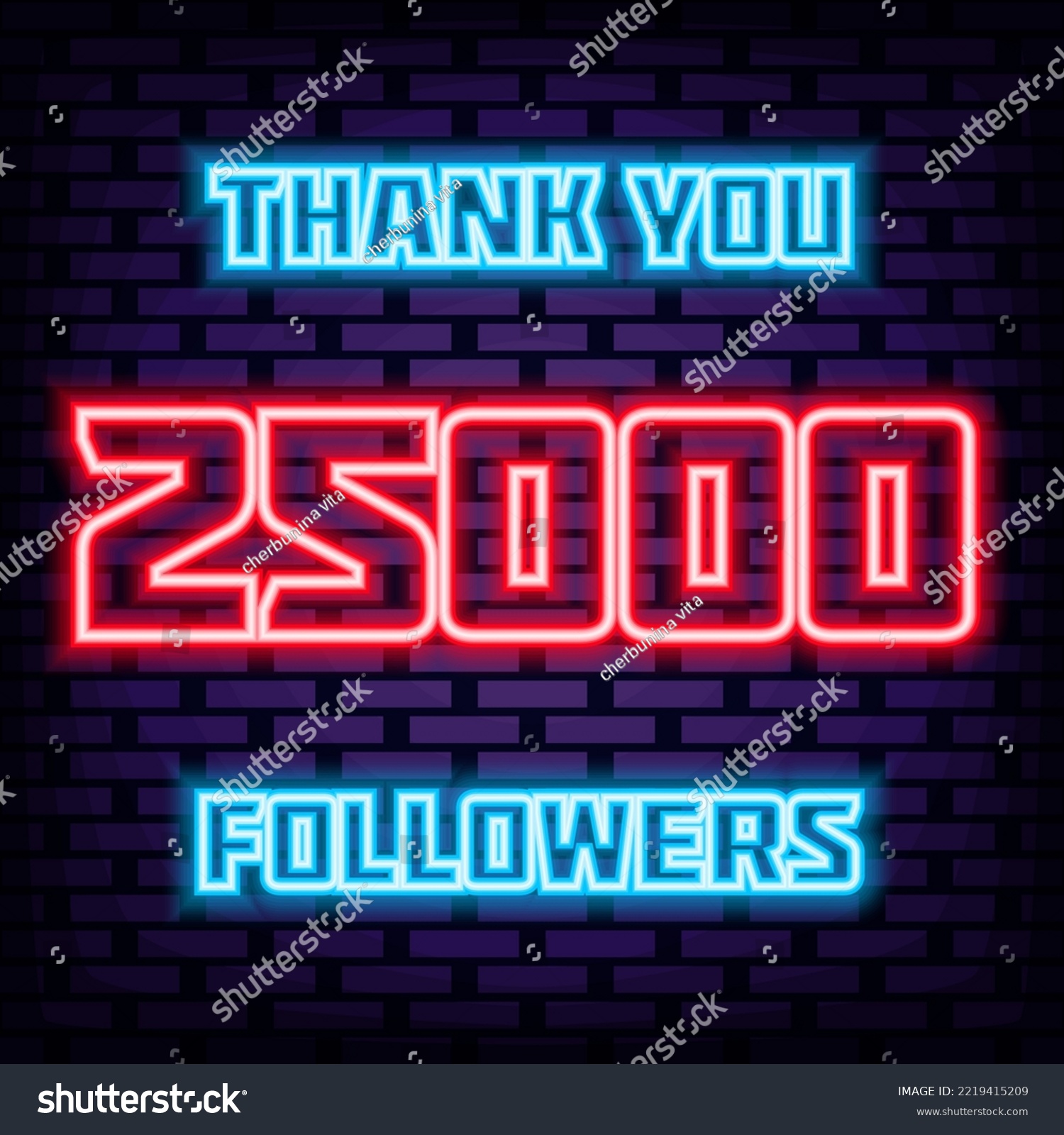 SVG of 25000 Followers Thank you Badge in neon style. Glowing with colorful neon light. Neon text. Trendy design elements. Vector Illustration svg