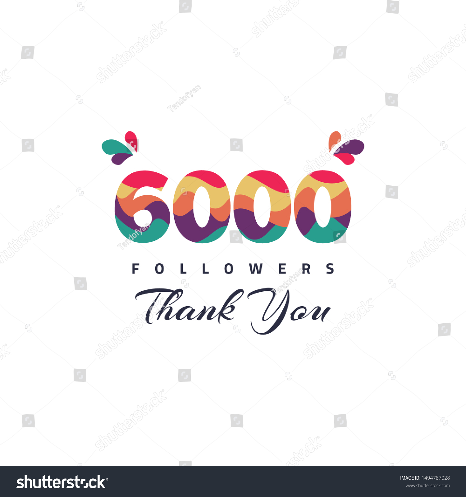 6000 Followers Thank You Design Template Stock Vector (Royalty Free