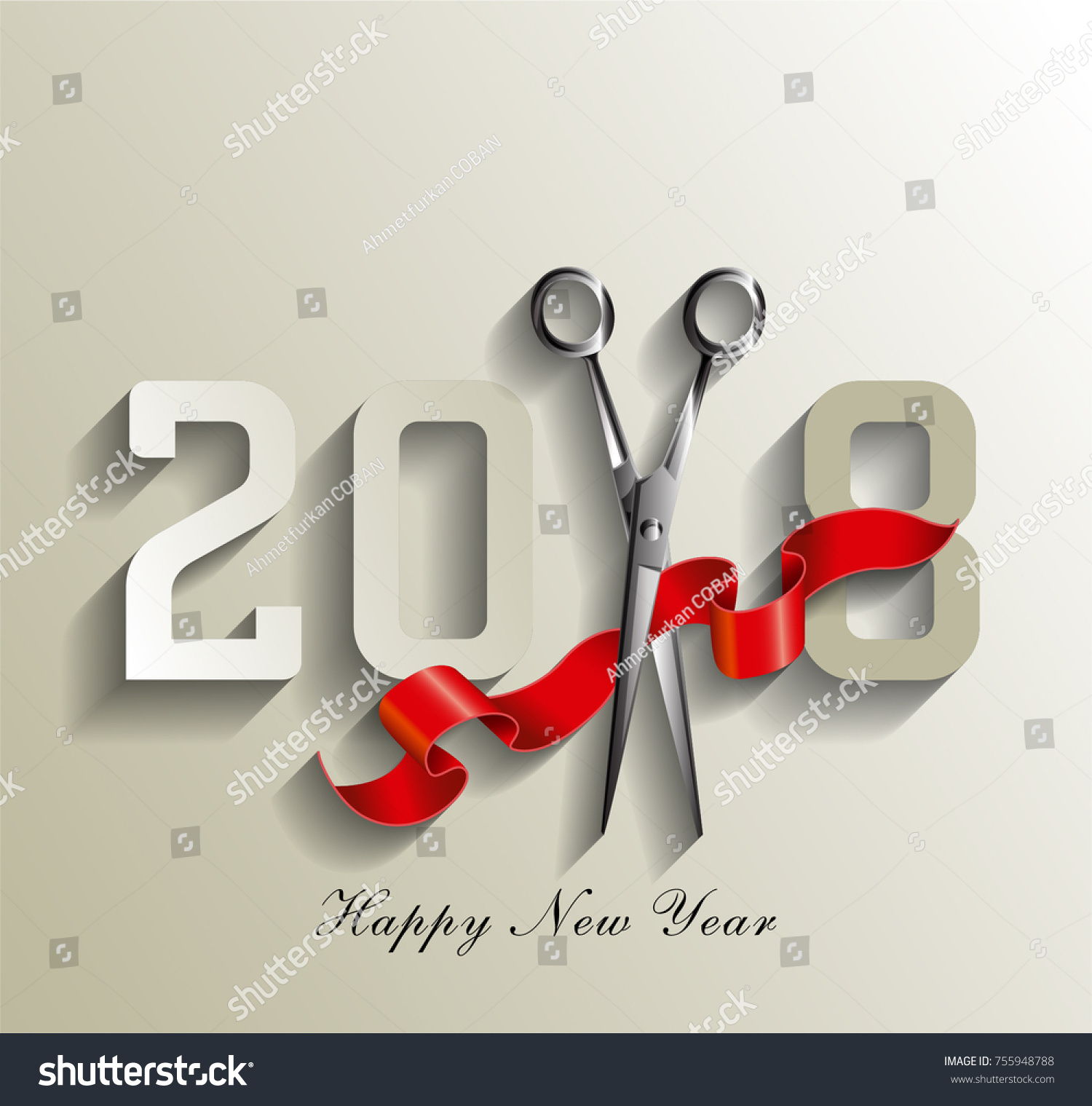 2018 Hairdresser Happy New Year Stock Vector Royalty Free 755948788