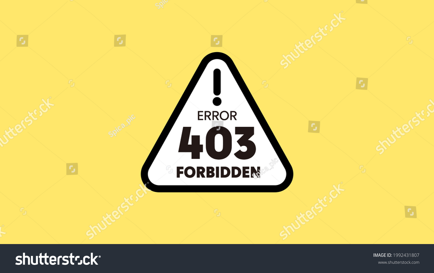 SVG of 403 Forbidden error HTTP status code on the website page.  Triangle CAUTION sign on yellow background. Good for HD movie, 16:9 ･1280×720 aspect ratio. svg