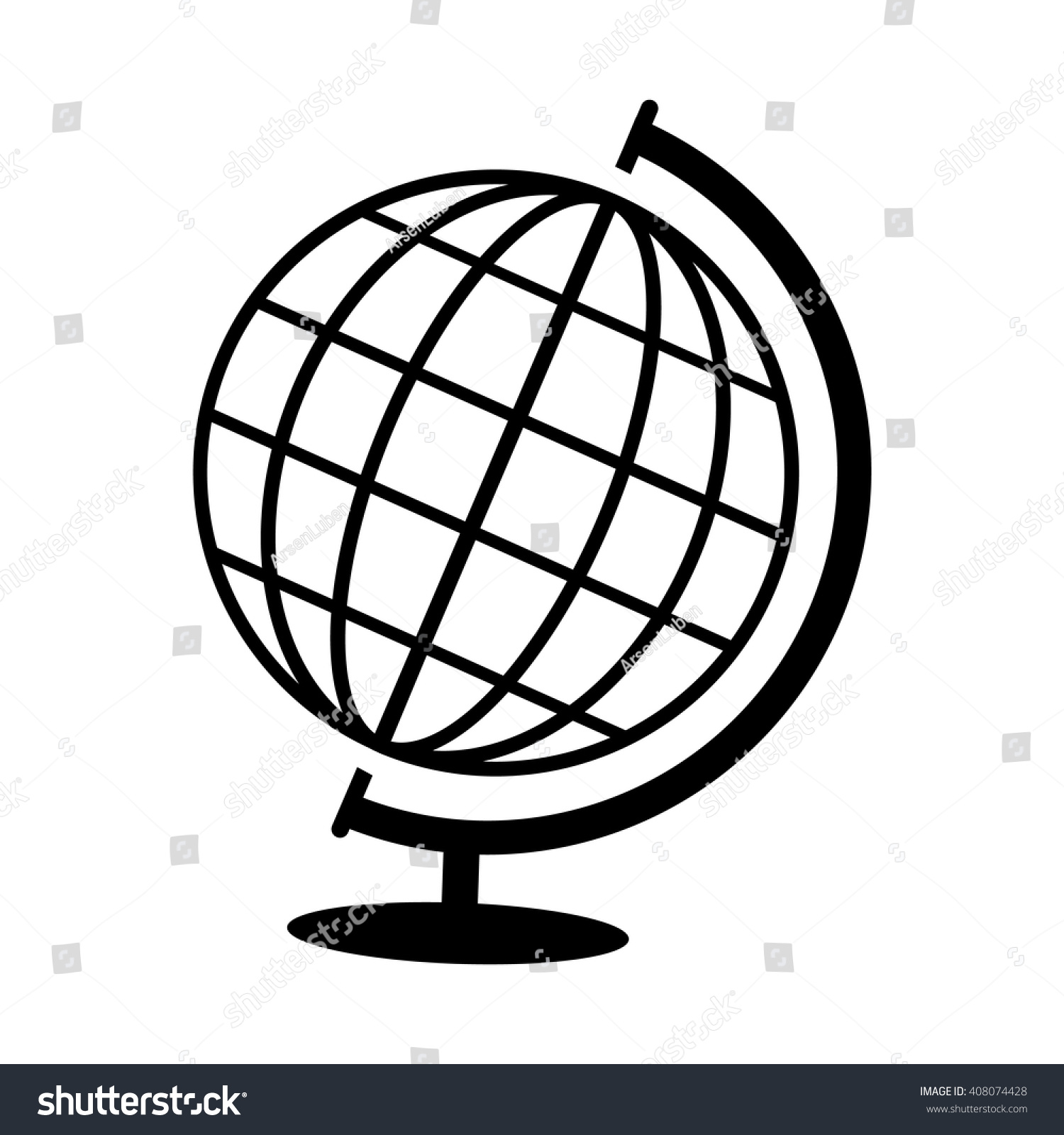 Globe Vector Iconblack Globe On White Stock Vector 408074428 - Shutterstock