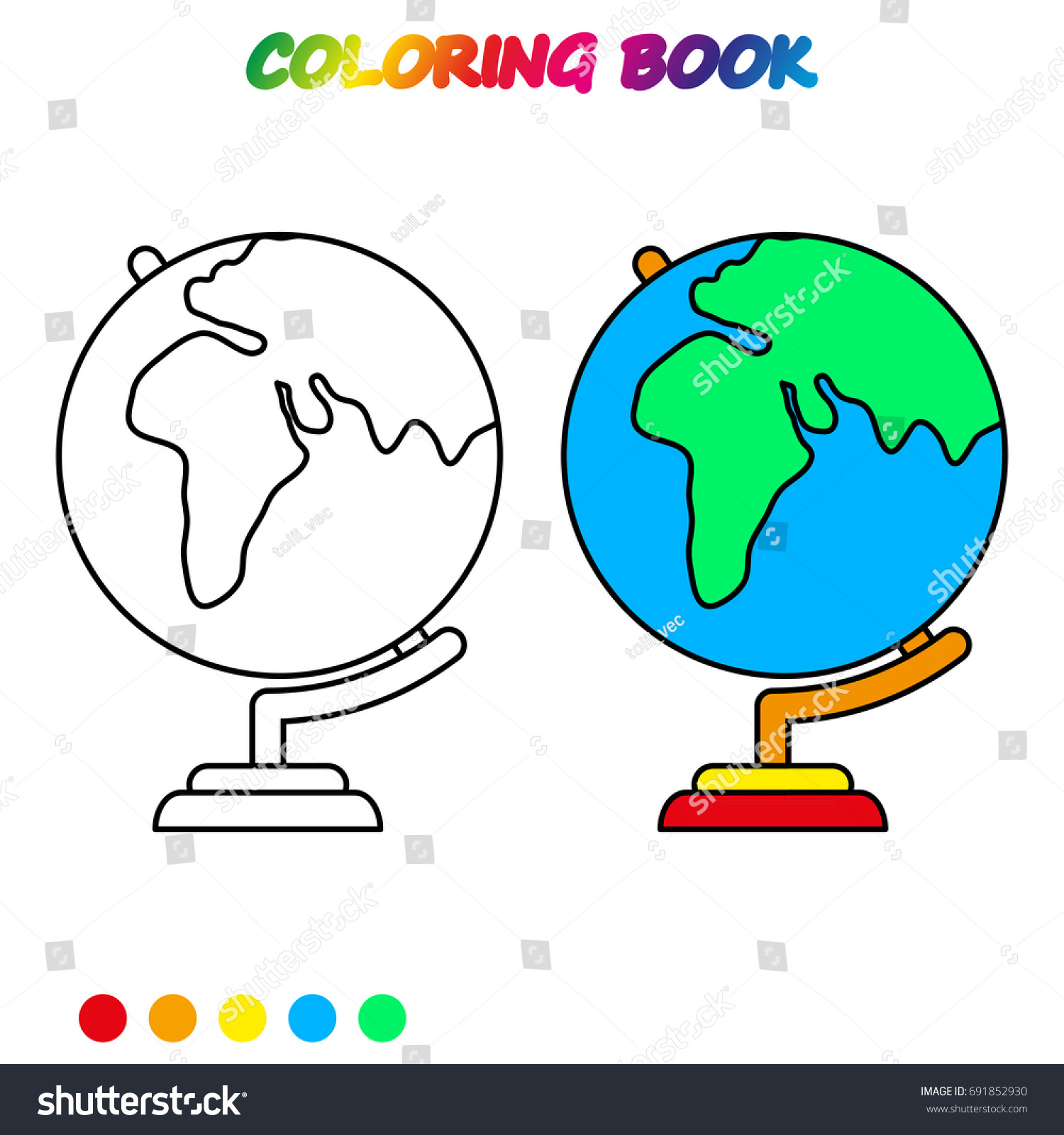 Glose Coloring Page Worksheet Game Kids Stock Vector (Royalty Free ...