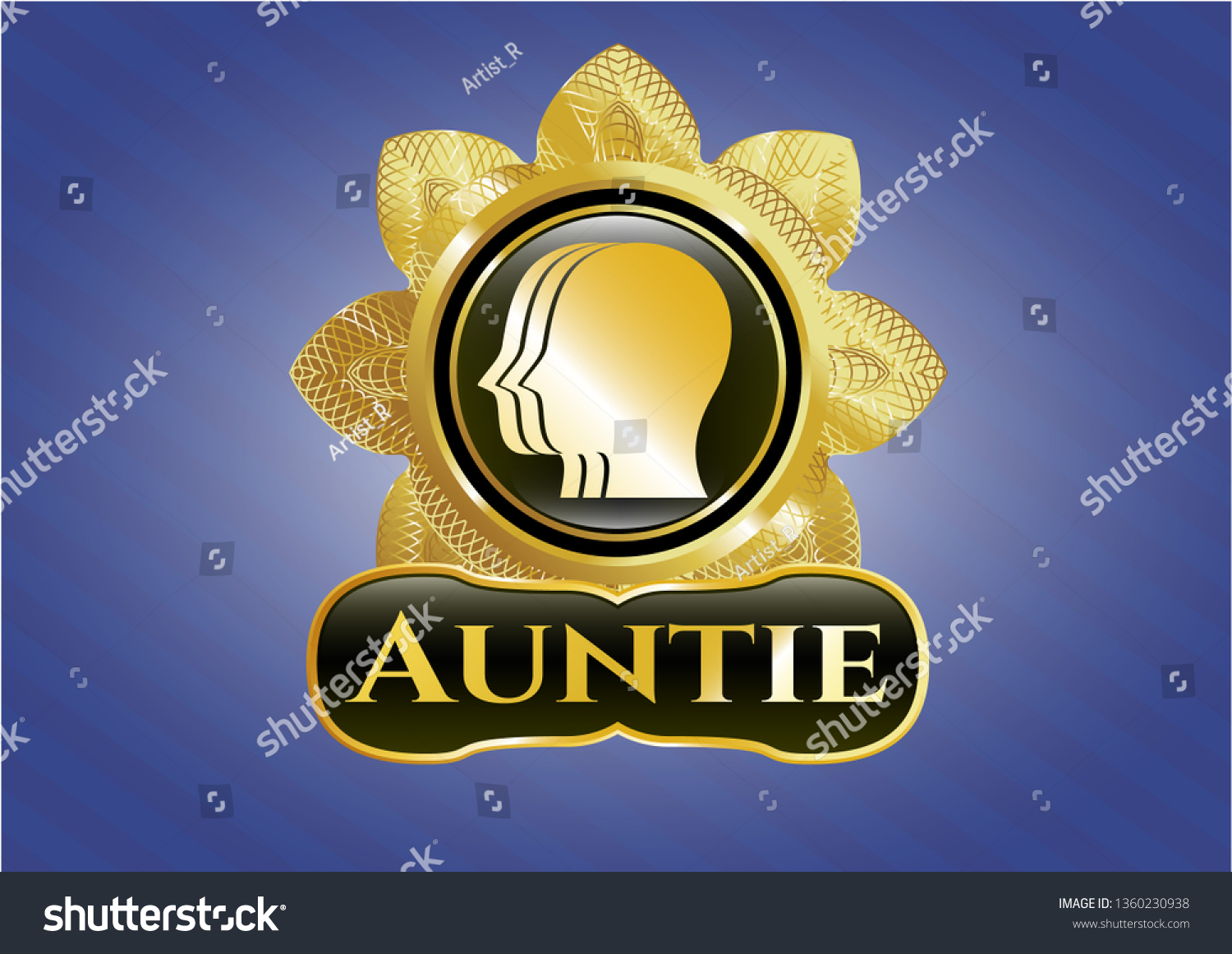 Gold Emblem Team Work Icon Auntie Stock Vector Royalty Free 1360230938