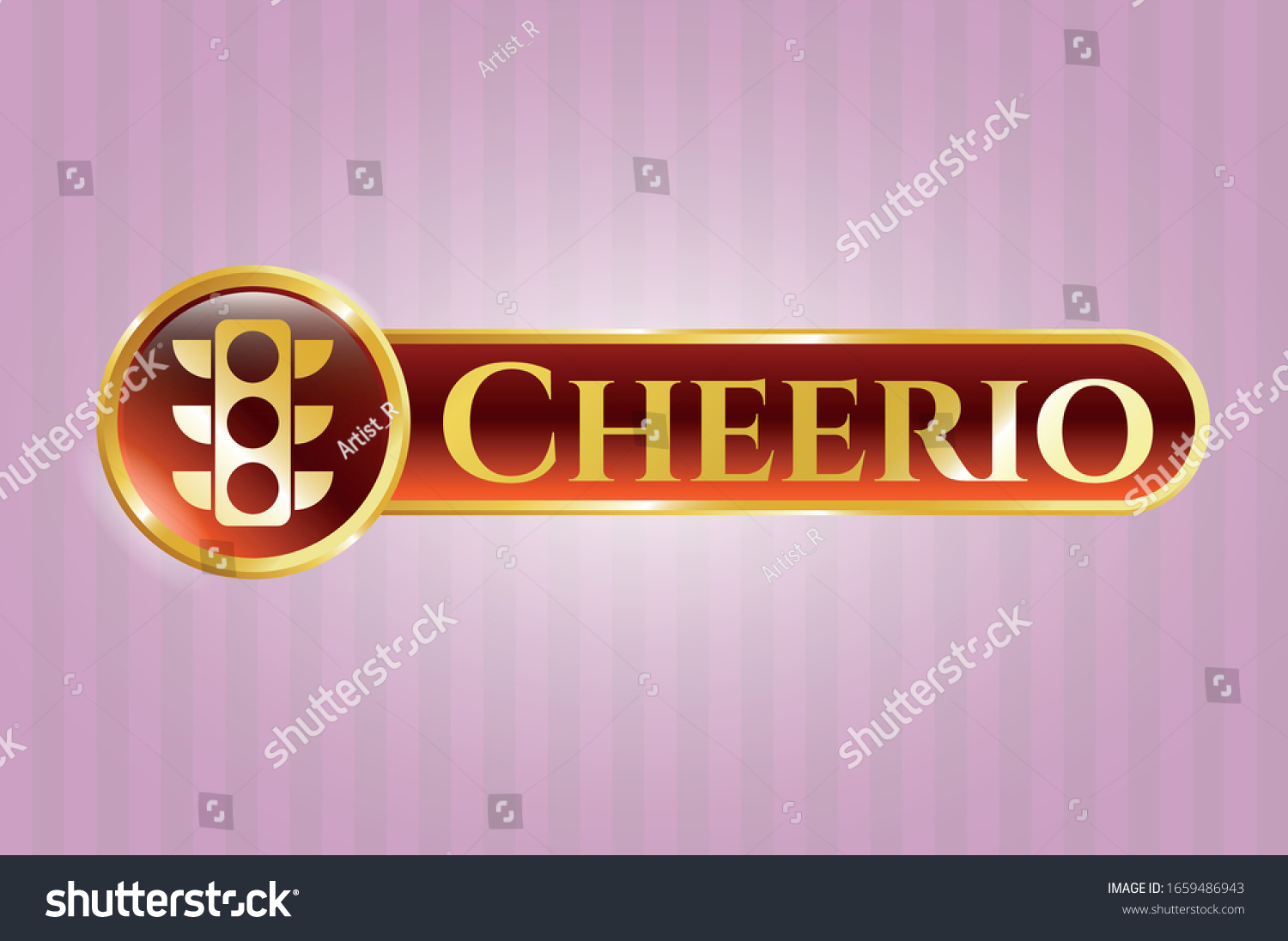 SVG of  Gold emblem with traffic light icon and Cheerio text inside svg