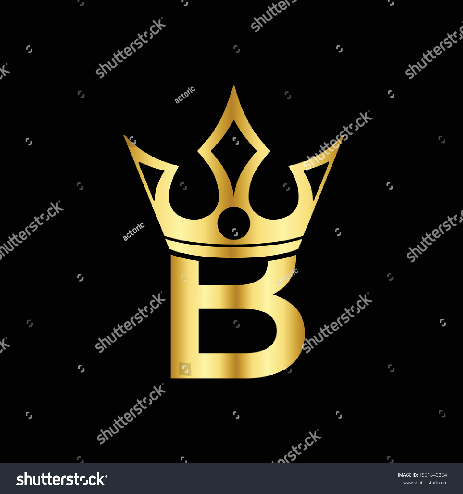 Gold Icon Letter B Logo Crown Stock Vector (Royalty Free) 1551840254 ...