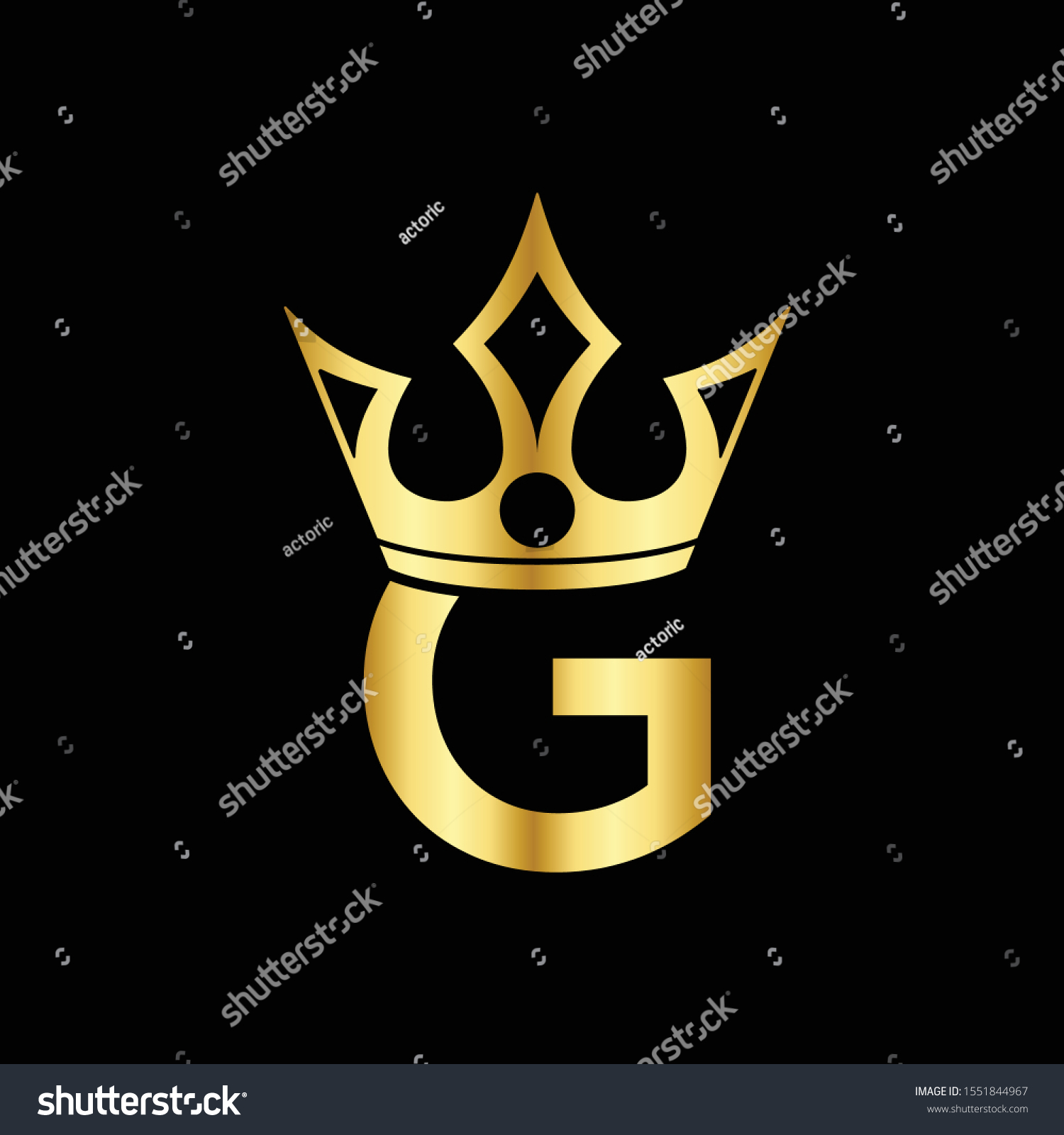 Gold Icons Letter G Logo Crown Stock Vector Royalty Free