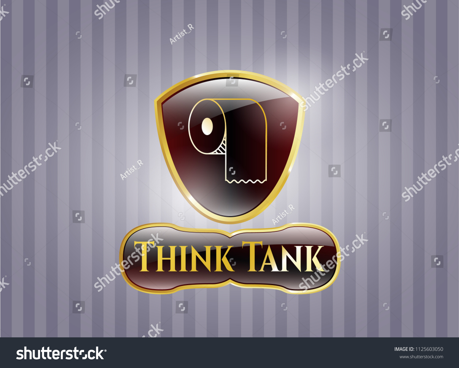 SVG of  Golden emblem or badge with toilet paper icon and Think Tank text inside svg