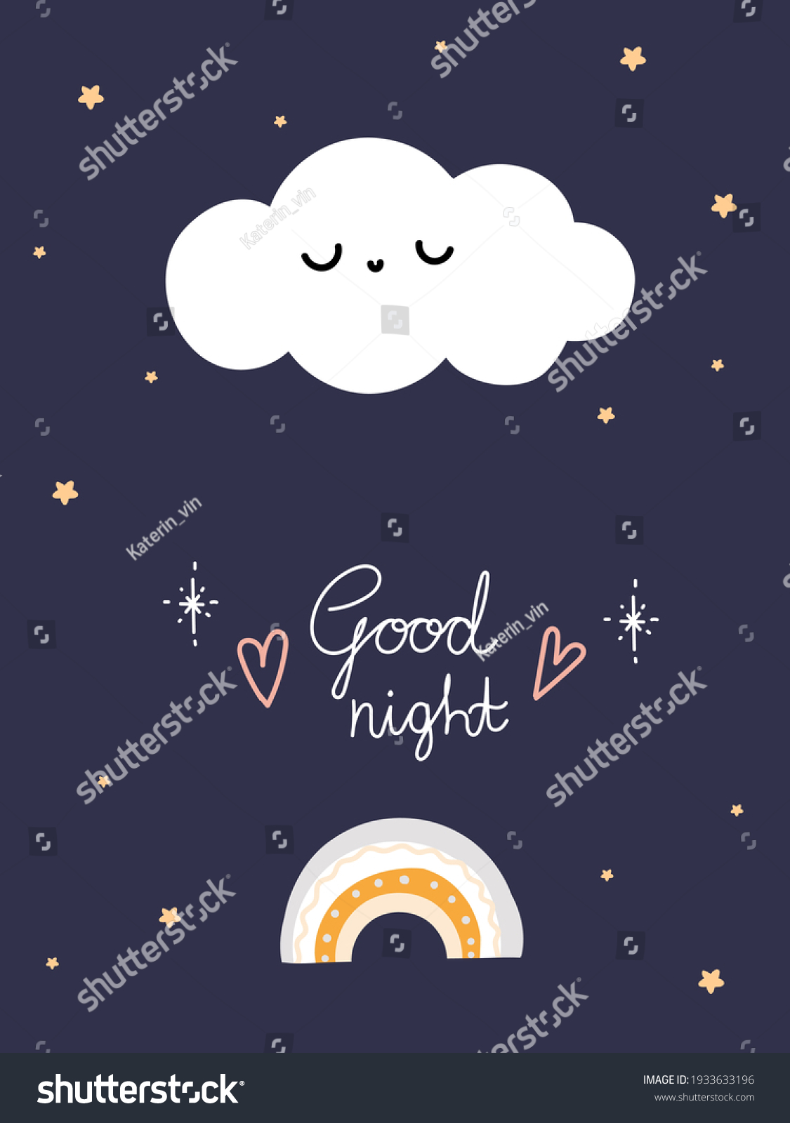 Good Night Poster On Dark Background Stock Vector (Royalty Free ...