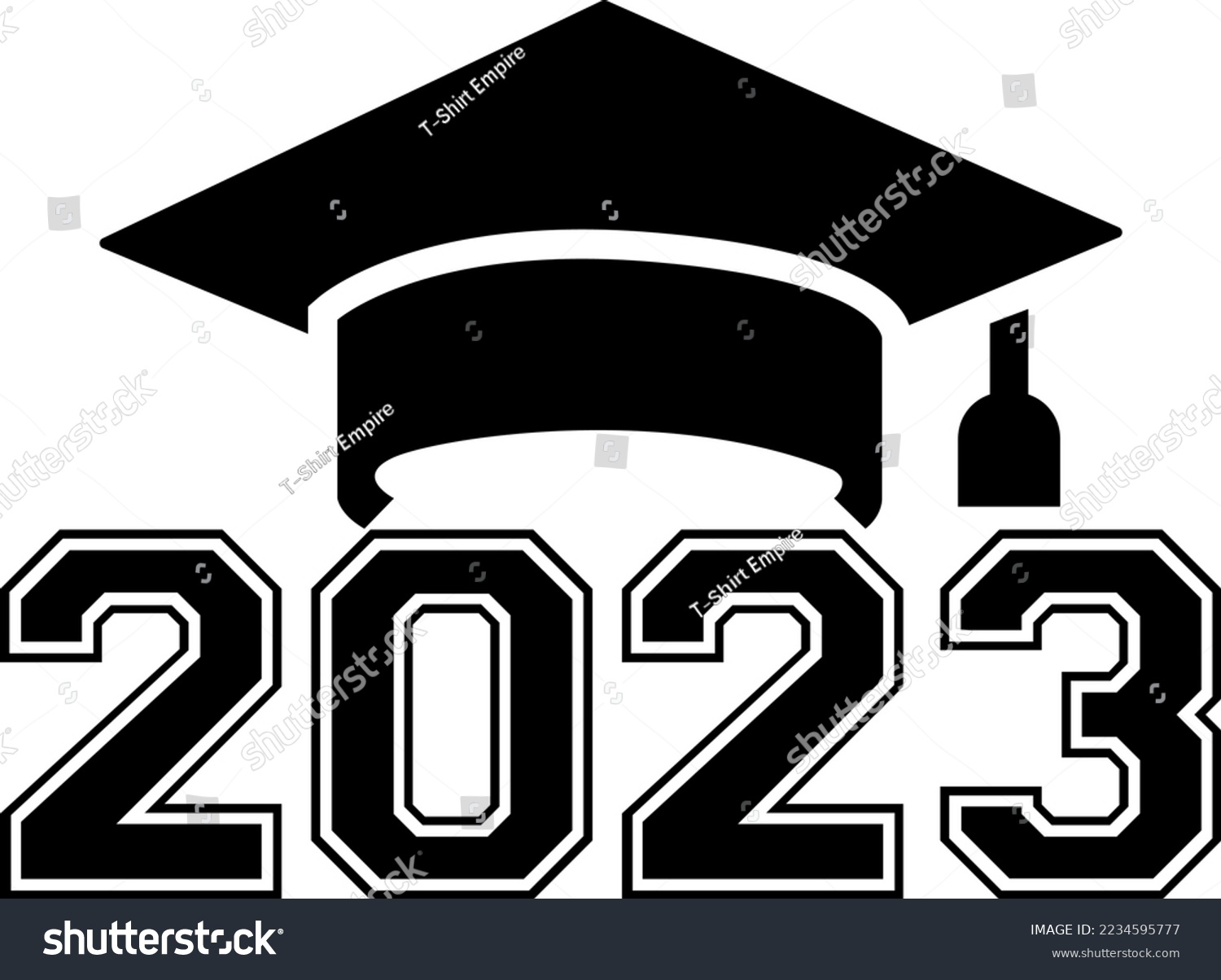 SVG of 2023 Graduation Cap SVG Class of 2023 black and white design template, Car Window Sticker, POD, cover, Isolated Black Background
 svg