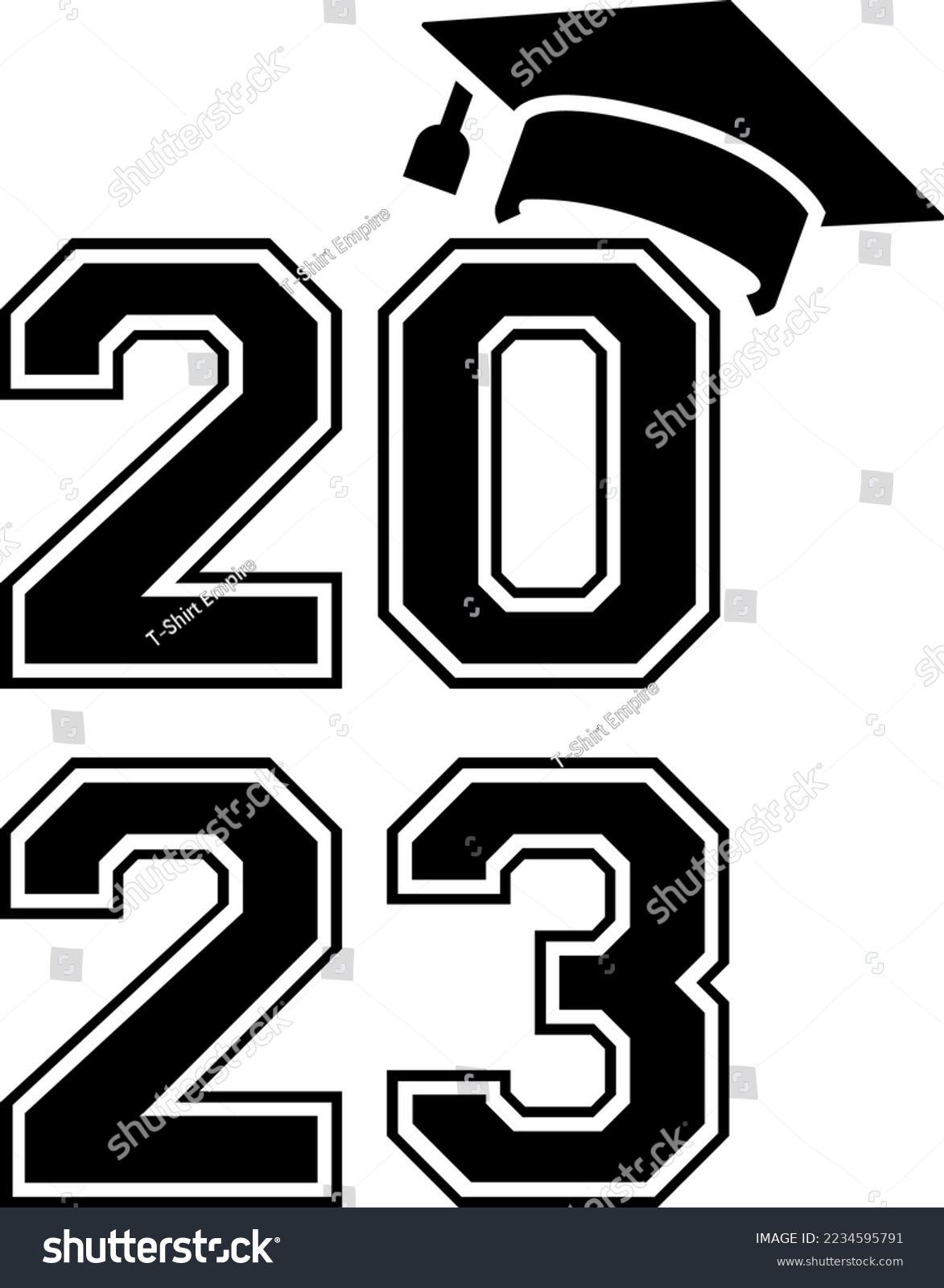 SVG of 2023 Graduation Cap SVG Class of 2023 black and white design template, Car Window Sticker, POD, cover, Isolated Black Background svg