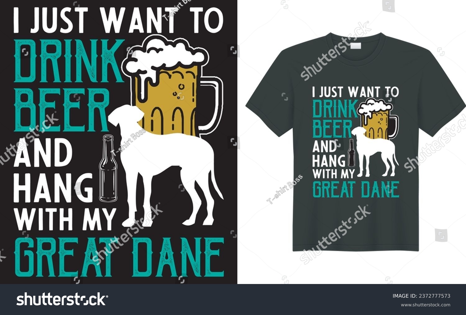 SVG of  Great Dane silhouette vintage and retro t-shirt design. i just want to drink beer and hang with my great dane. perfect for print item dog t-shirt, coffee mug, poster, cards, pillow cover, sticker svg