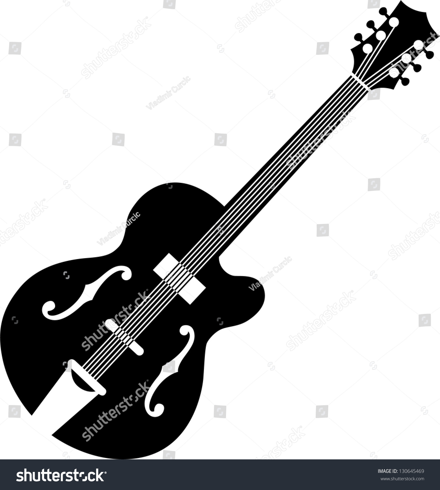 Guitar Silhouette Stock Vector Illustration 130645469 : Shutterstock