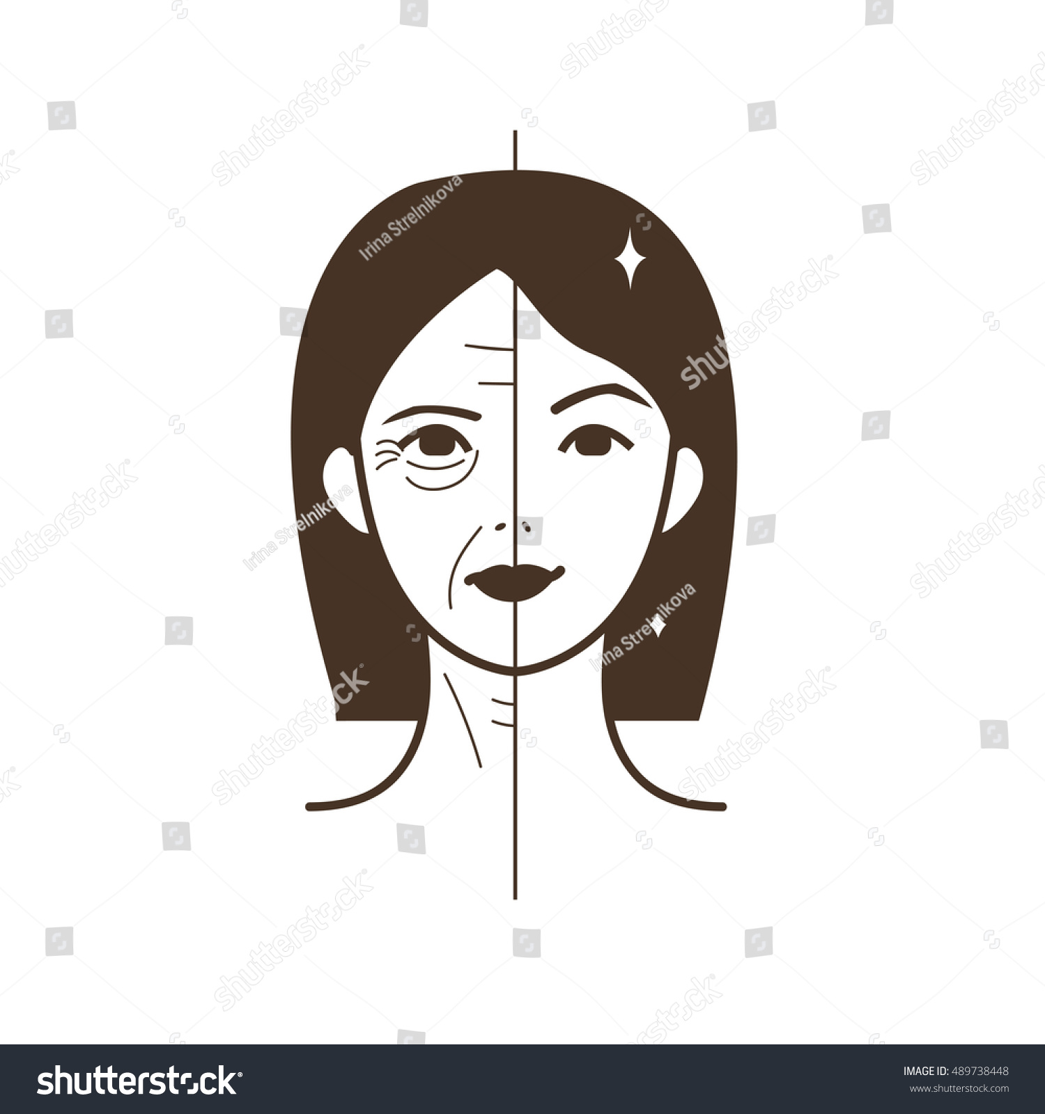 Half Old Half Young Woman Woman Stock Vector Royalty Free