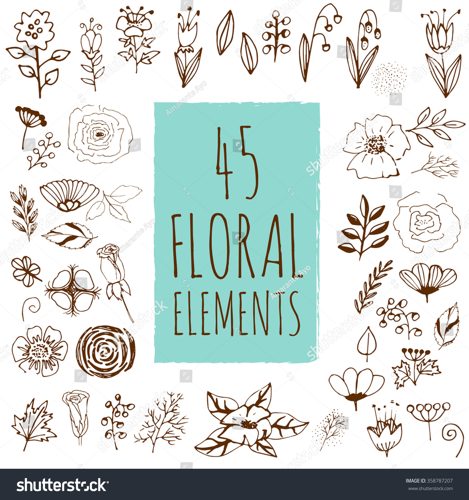 45 hand drawn floral elements use stock vector royalty free design your own postcard invitations