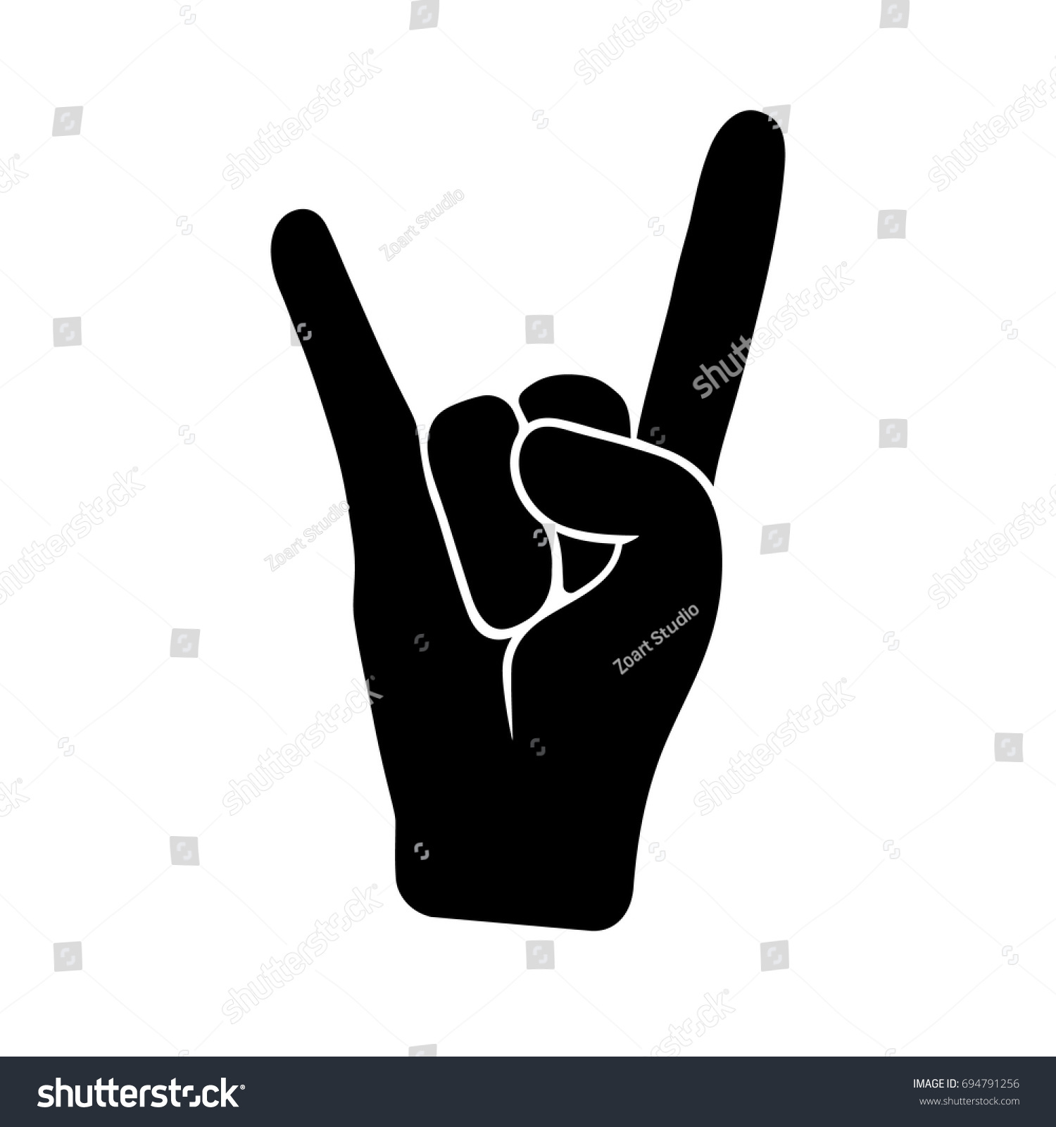 Hand Heavy Metal Rock Sign Stock Vector (Royalty Free) 694791256 ...