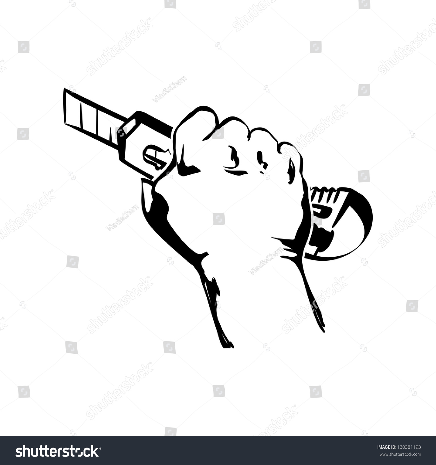 Hand Holding Construction Knife Vector Black Stock Vector (Royalty Free